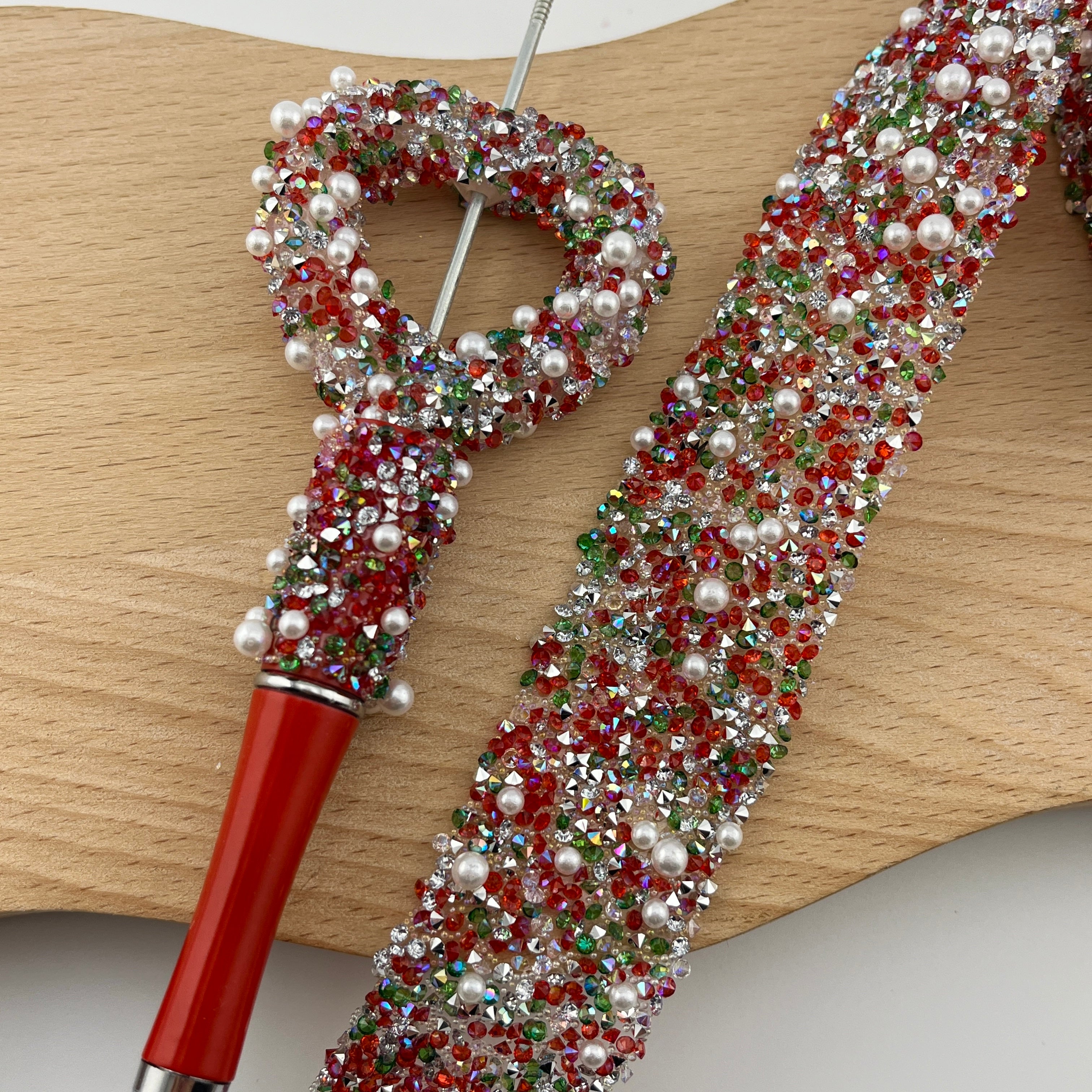 FS1636-Width 2.7cm Christmas Color Pearl &Diamonds Sugar Wraps For Making Sugar Beadable Pens Or Sugar Beads