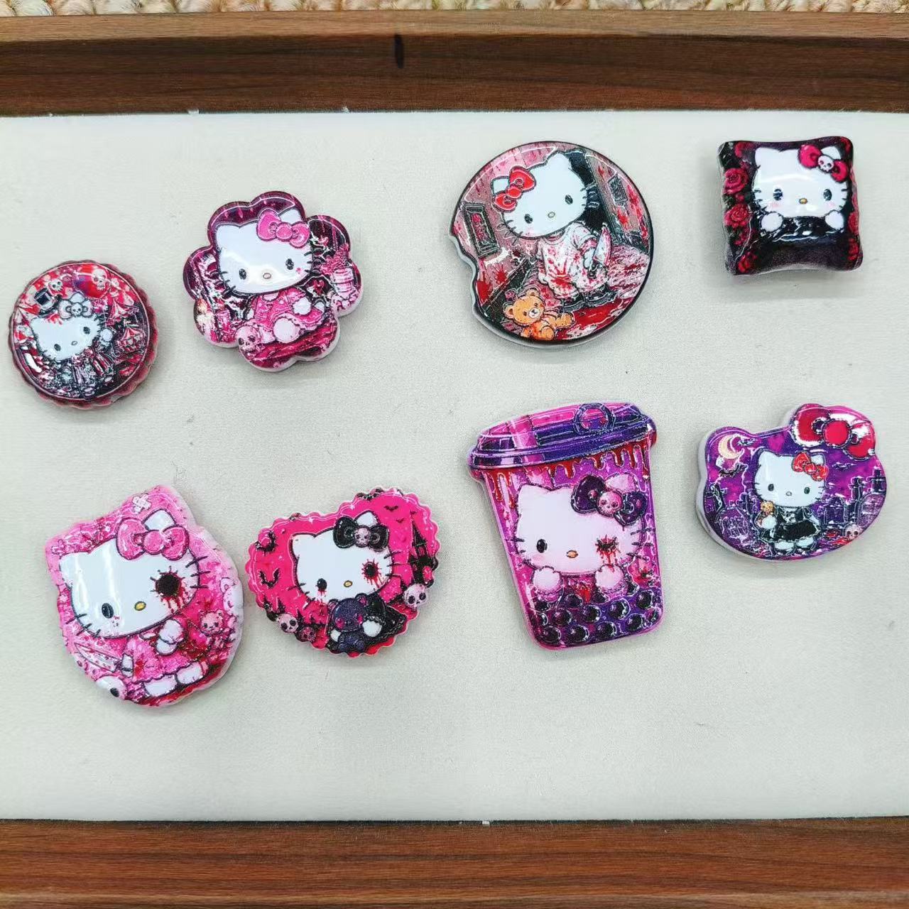 Cute Cartoon Cat Dark Gothic Series Acrylic Bead String For Pen Toppers ,Random Mix