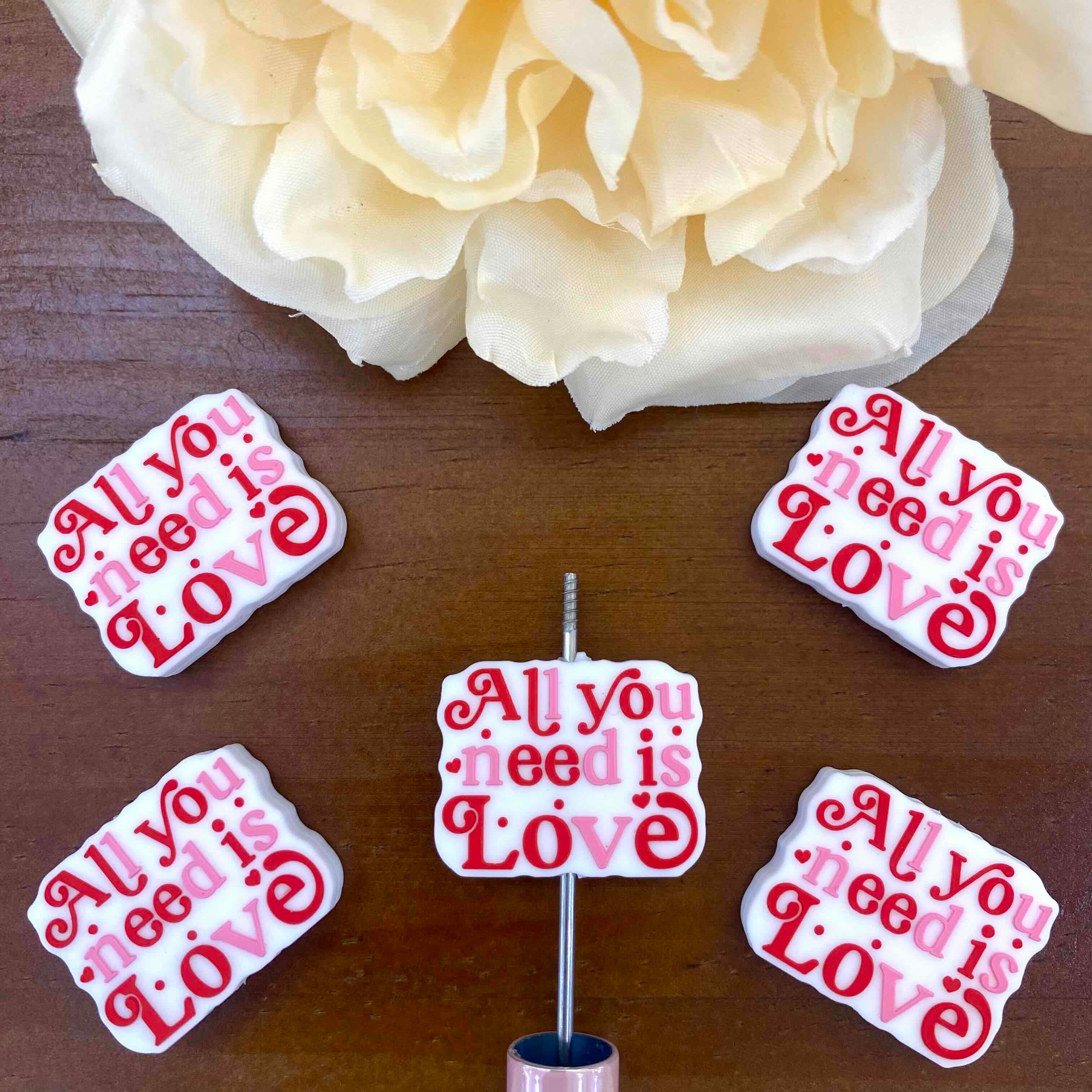 FS20120-All You Need Is Love Flat Silicone Focal Beads
