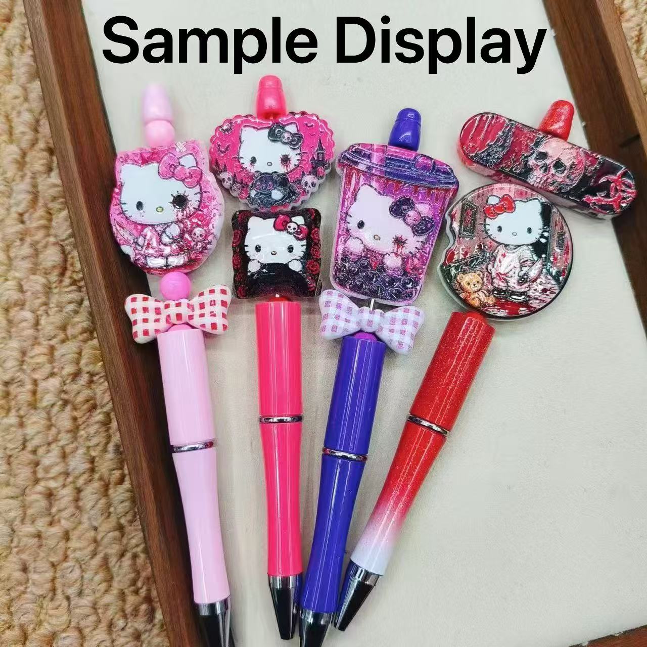 Cute Cartoon Cat Dark Gothic Series Acrylic Bead String For Pen Toppers ,Random Mix