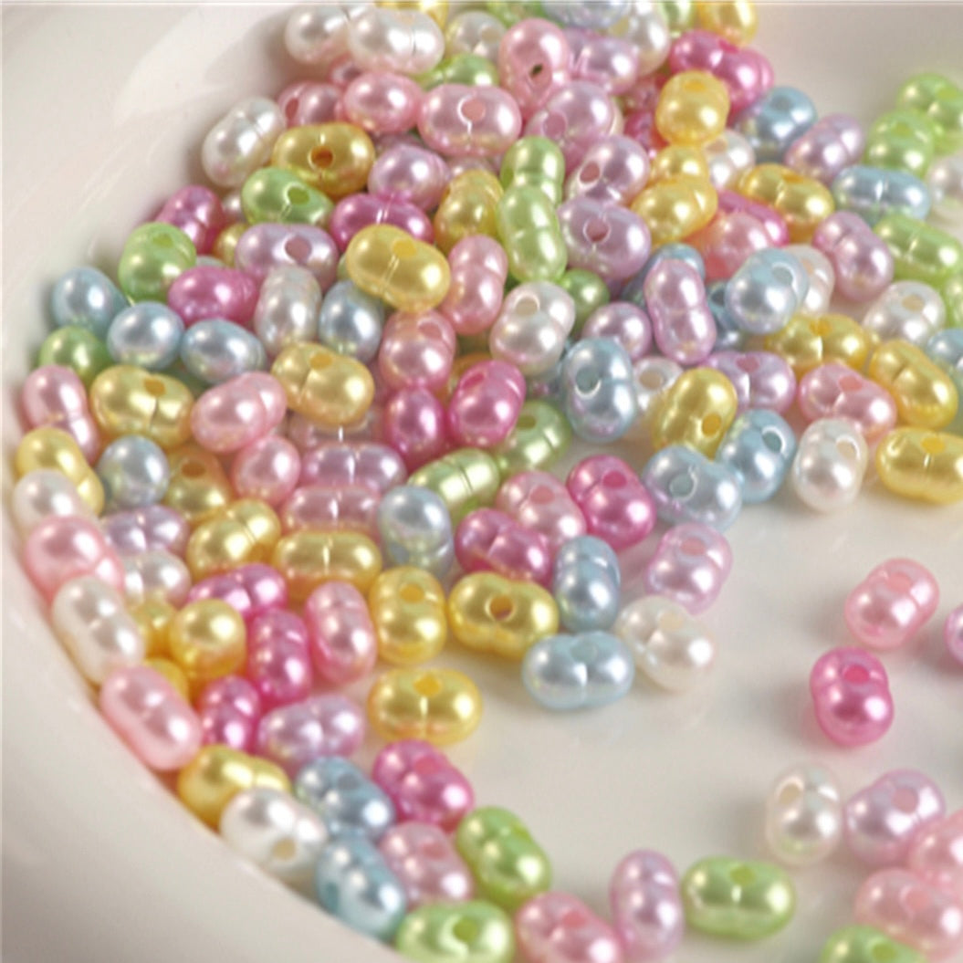 FS2561-5*8mm Pearl Looking Peanut Acrylic Beads For Making Keychain