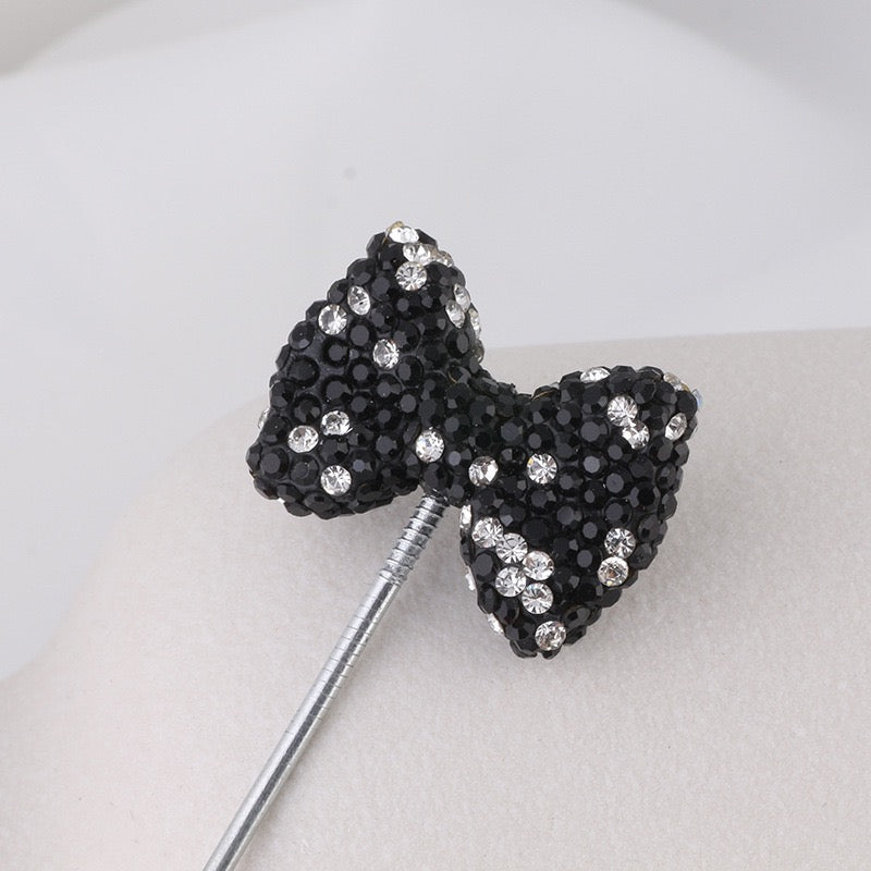 Bling Bling Multi-Color Clay Bow Beads with Shiny Rhinestones,