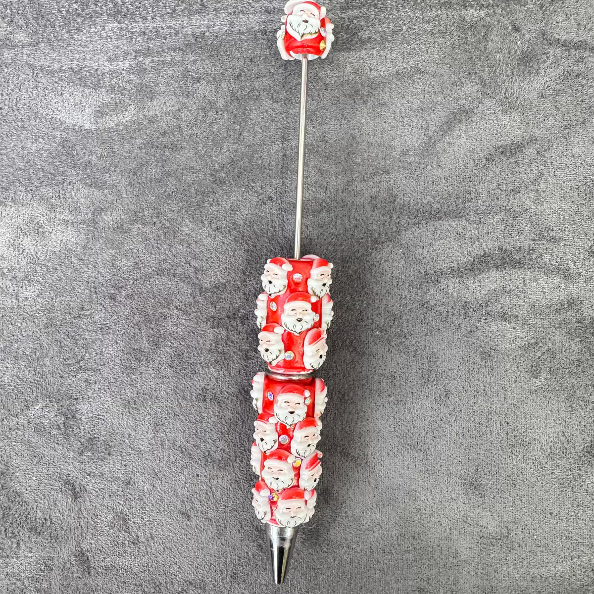 Gingerbread Man Santa Claus Tree and AB Rhinestones Beadable Clay Pens, Christmas Series,Red Clay Base