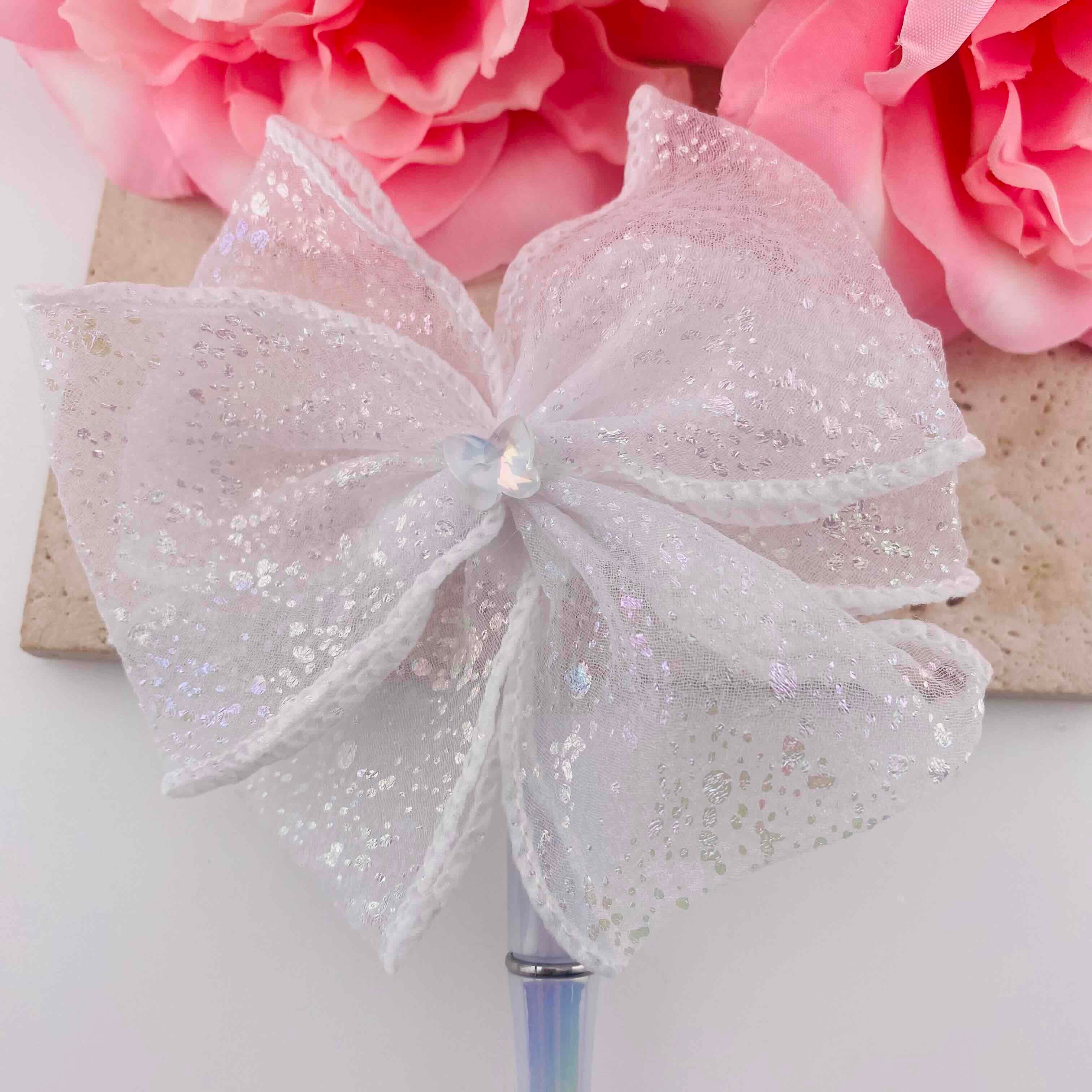 FS19813-About 18*19mm Glitter Tulle Bow Fancy Beads