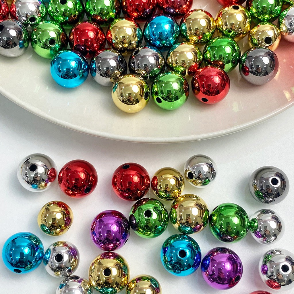 FS1706-16MM Metallic Acrylic Beads Fit For Beadable Pens