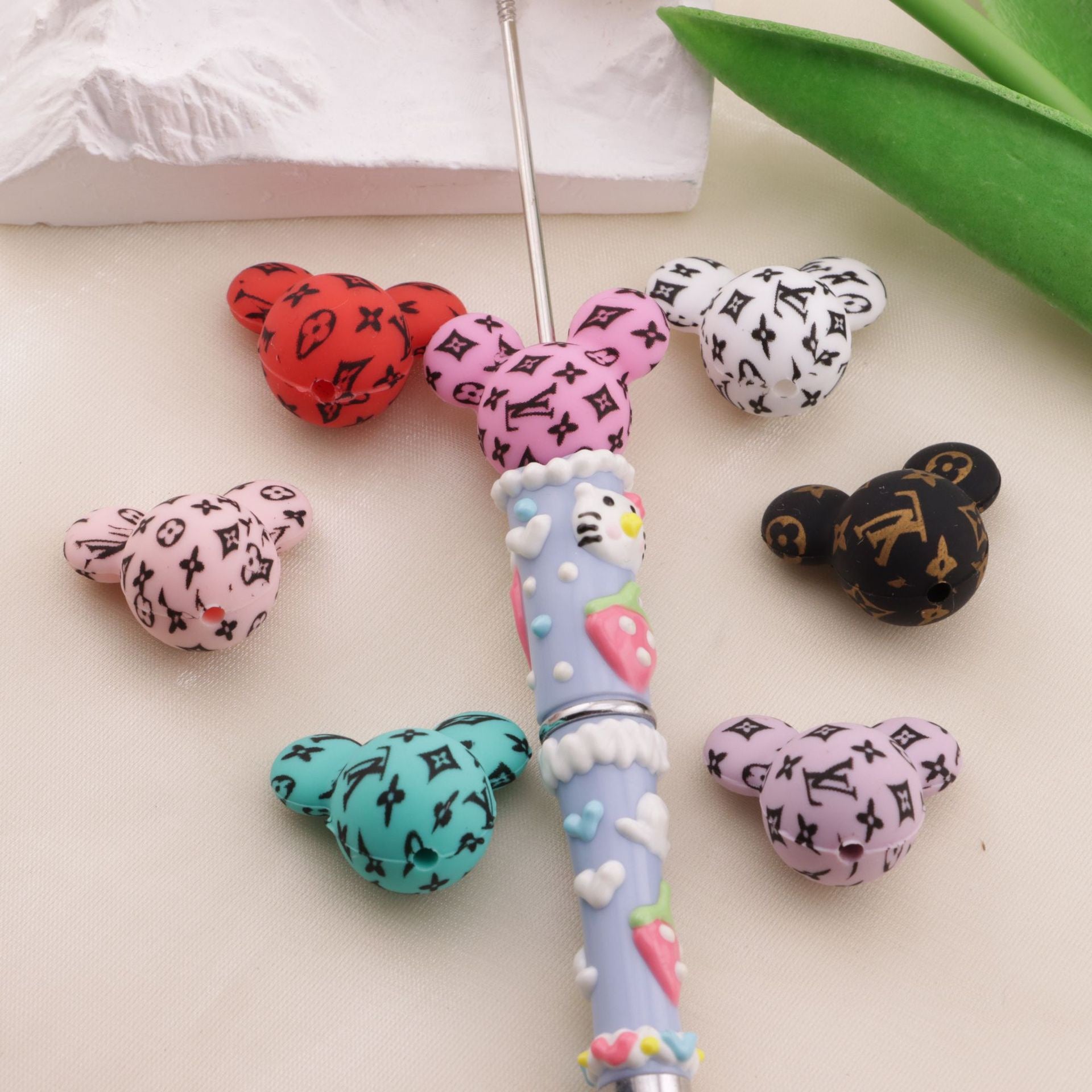 FS1447-About 21mm Mickey Head Printed Silicone Beads