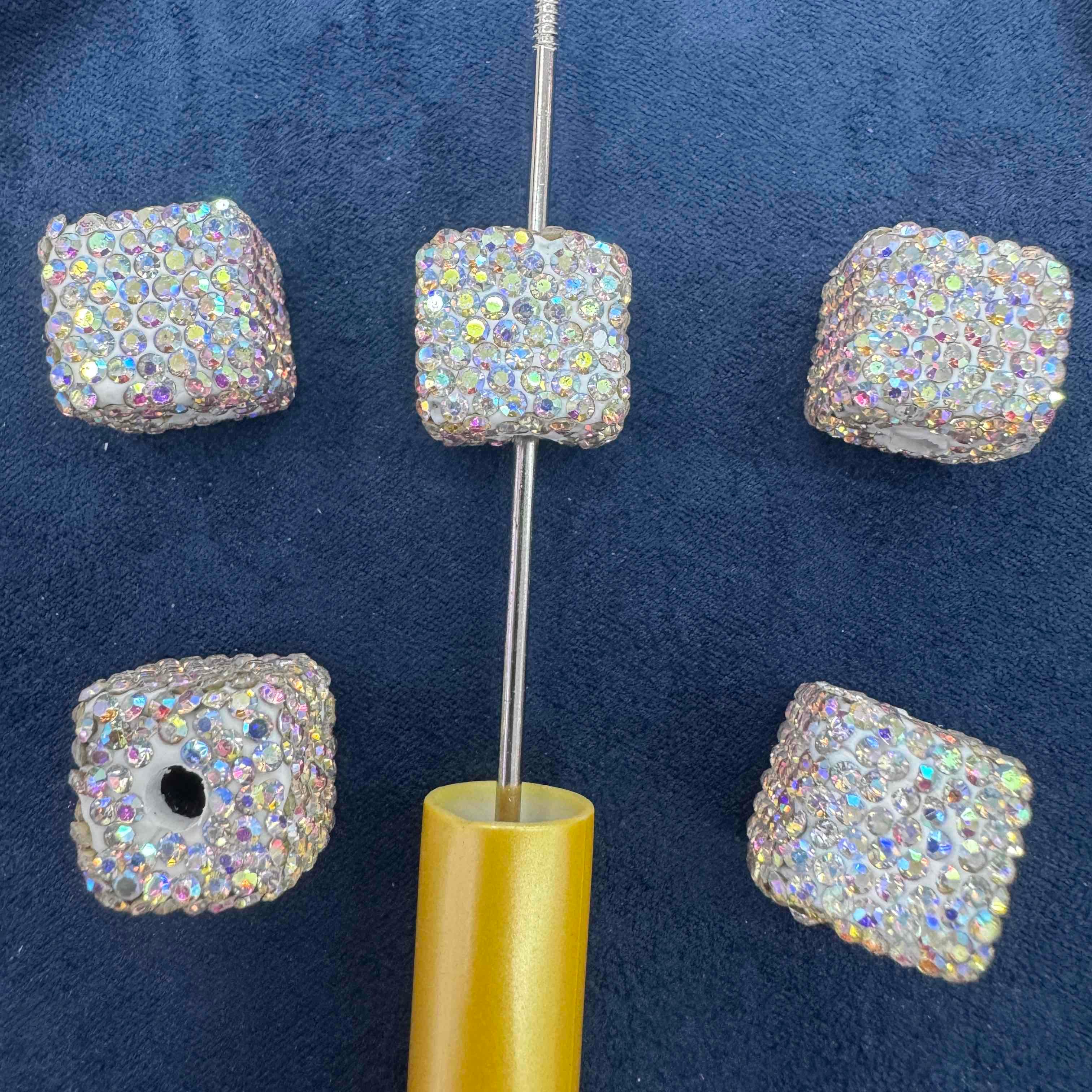 FS20232-16mm AB Color Rhinestone Clay Cube Beads