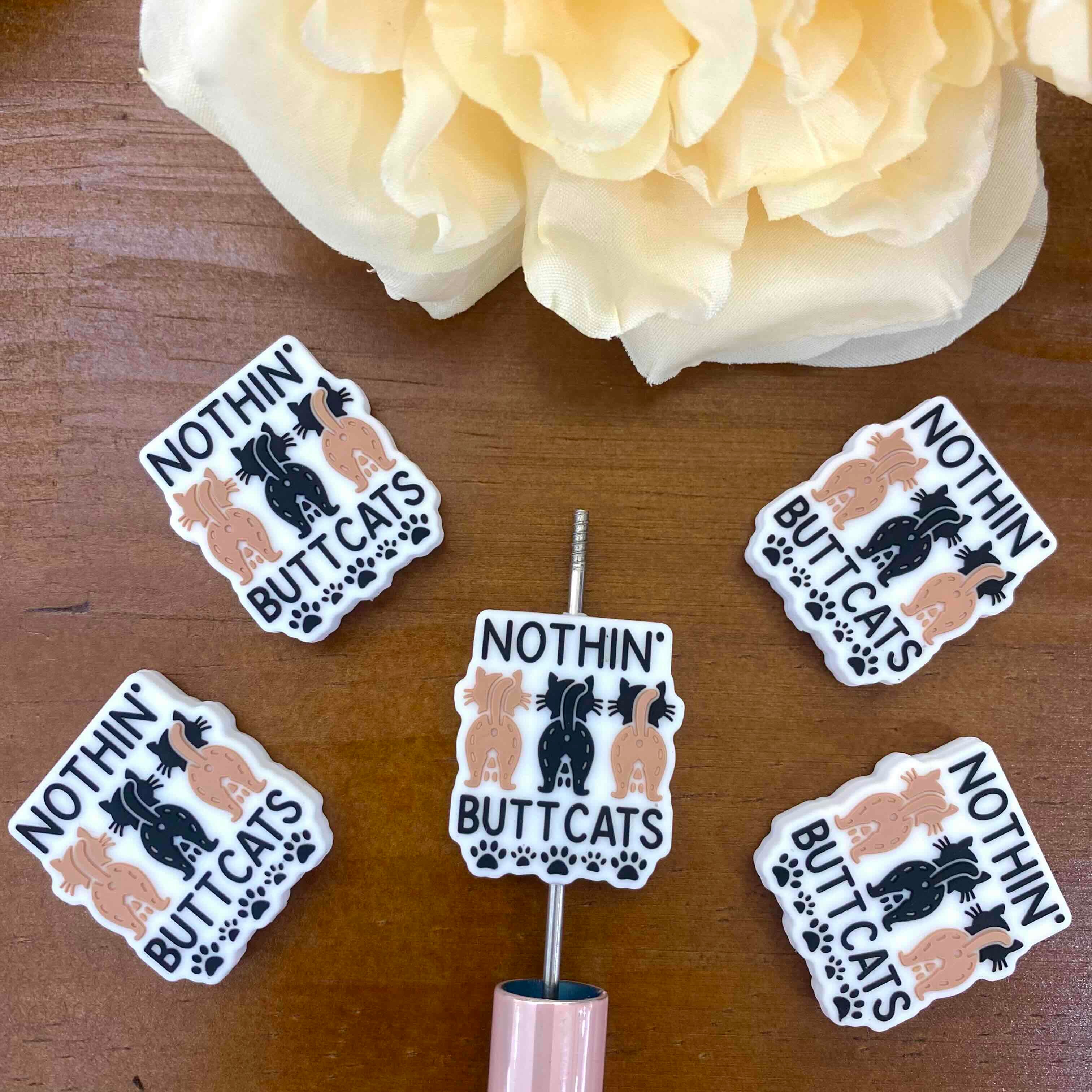 FS20143-Nothin Butt Cats Flat Silicone Focal Beads