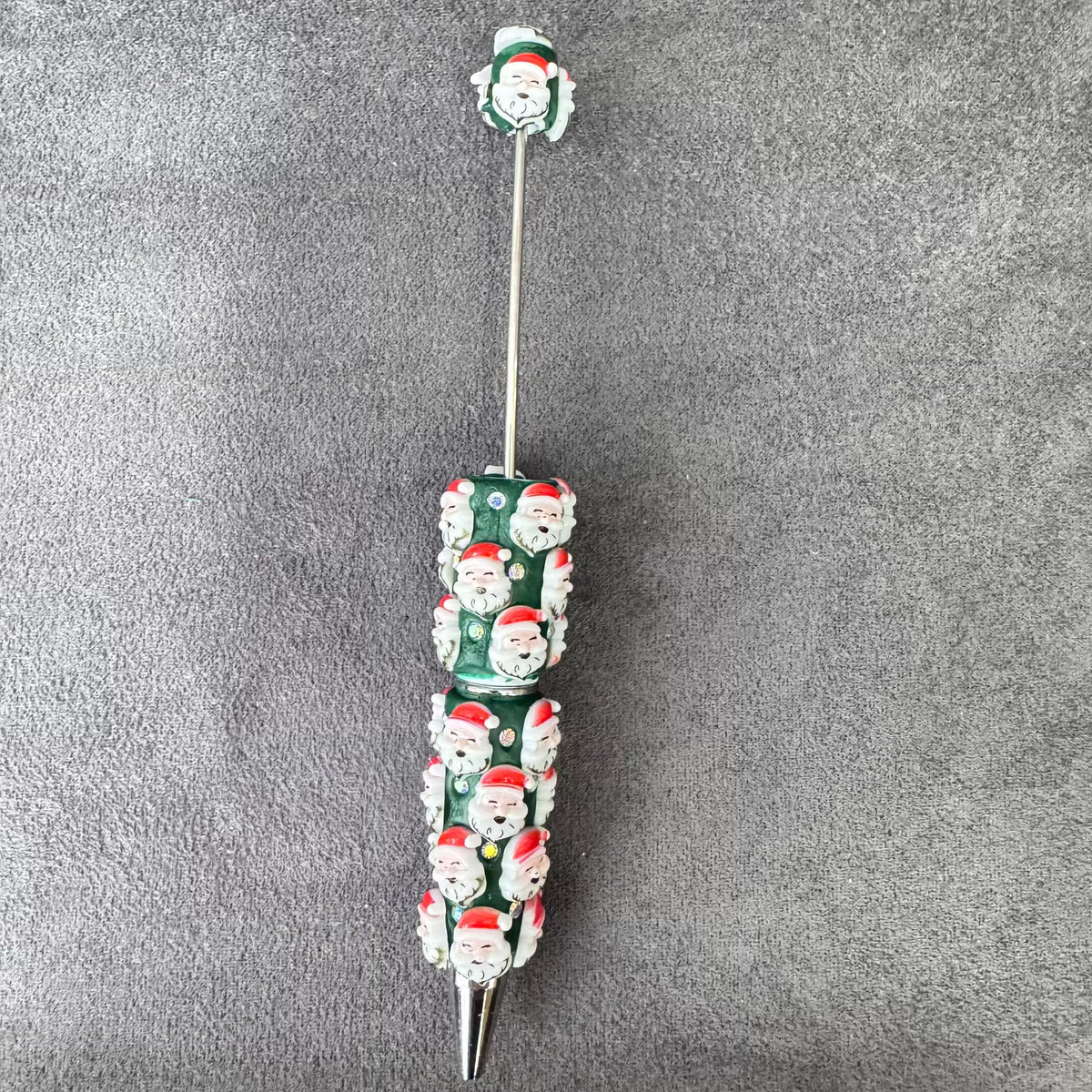 Gingerbread Man Santa Claus Tree and AB Rhinestones Beadable Clay Pens, Christmas Series,Red Clay Base