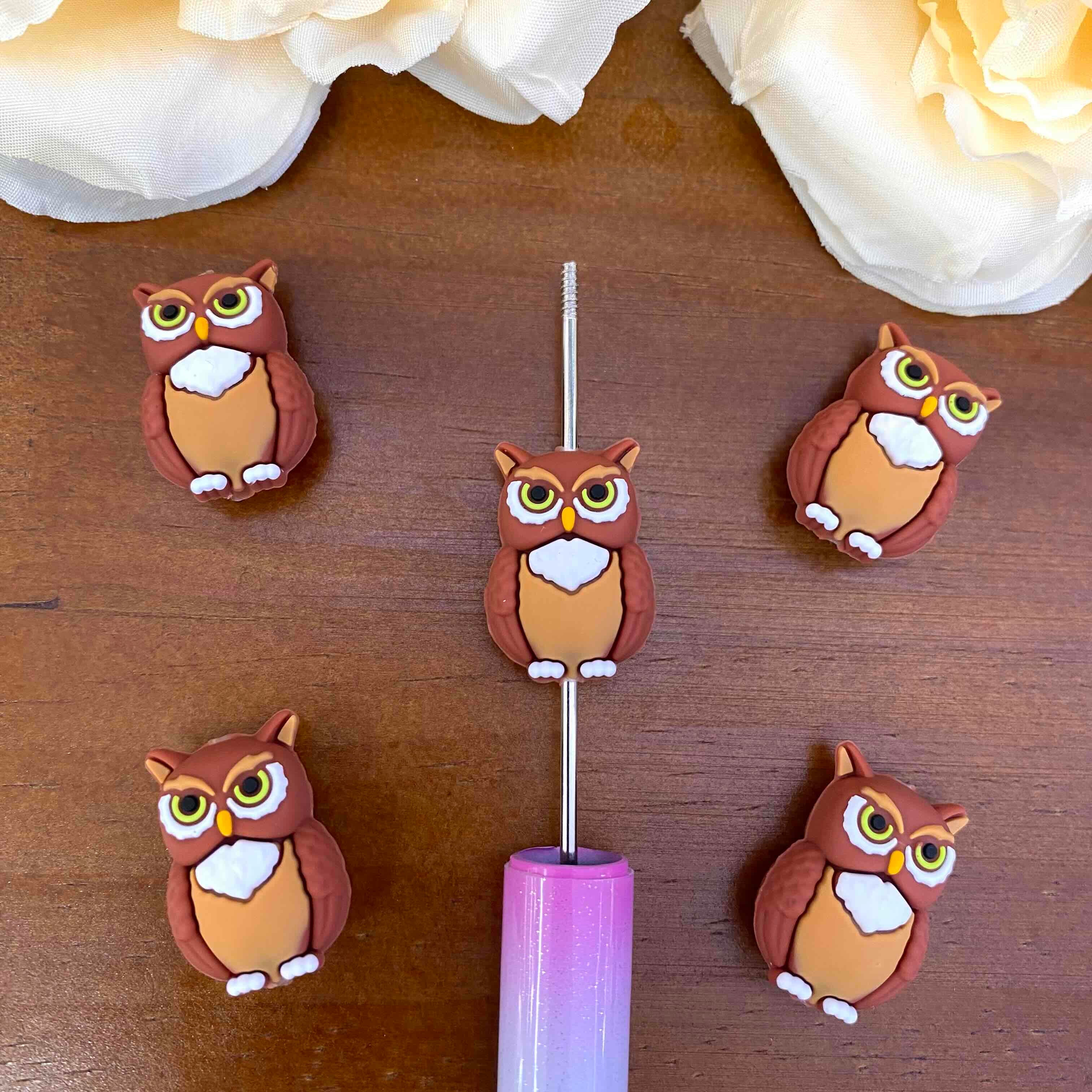 FS20583-3D Owl Silicone Focal Beads