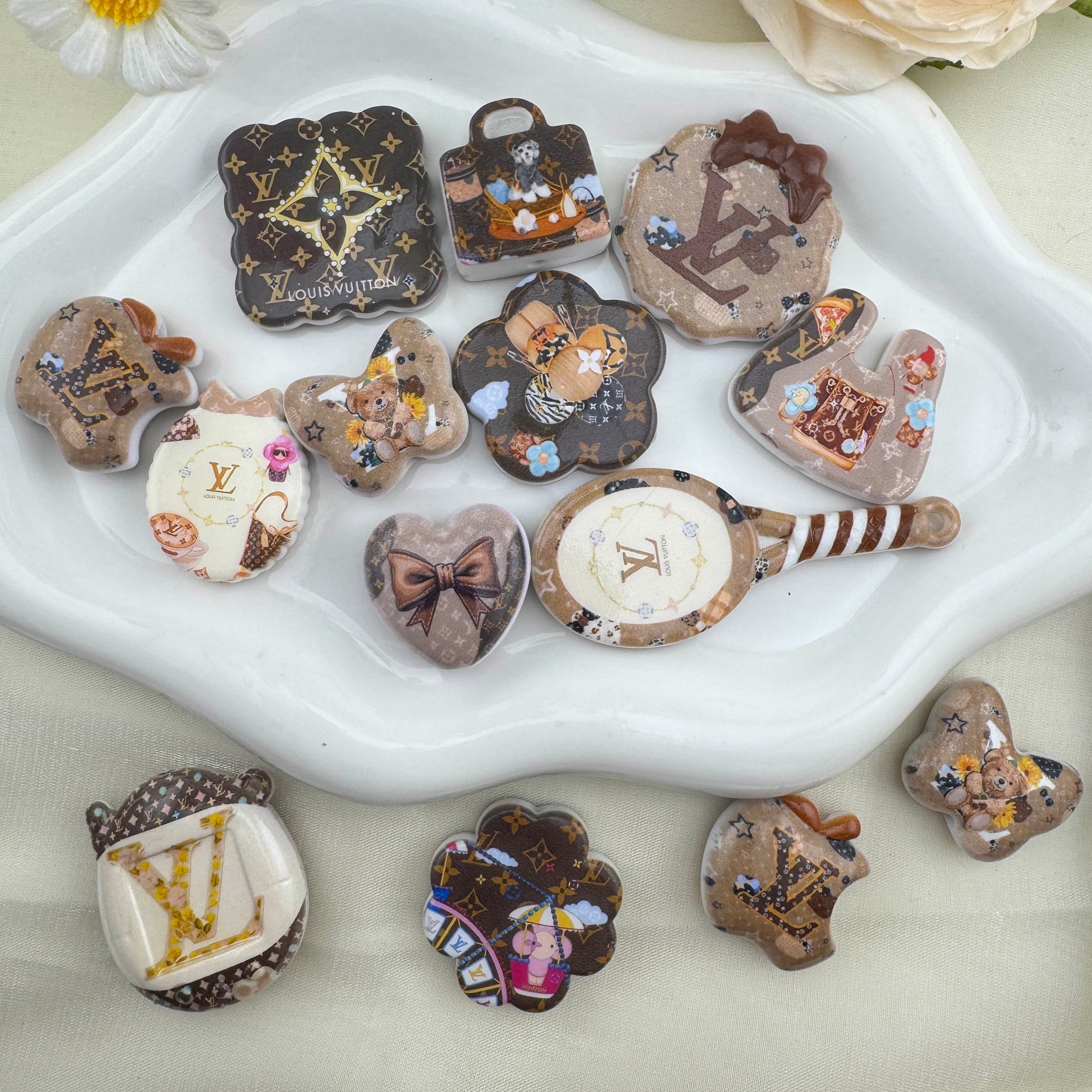 FS6881-Random Mixed Printed Acrylic Beads For Beadable Pens Or KeyChain Jewelry Making Zoe DIY Wholesale