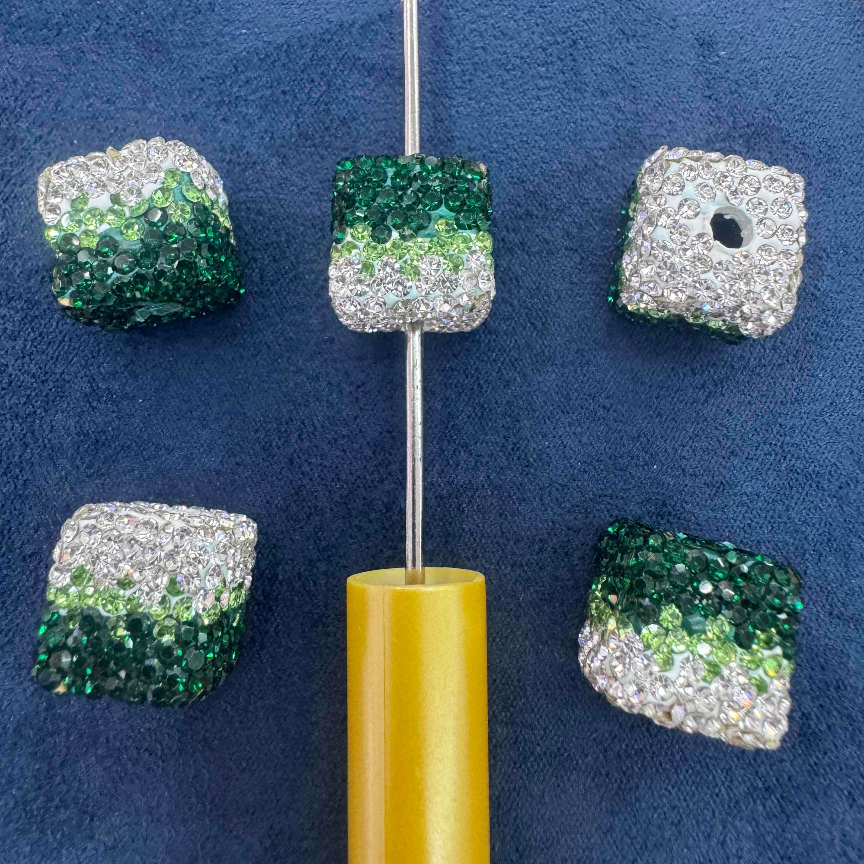 FS20230-16mm  Gradient color Rhinestone Clay Cube Beads