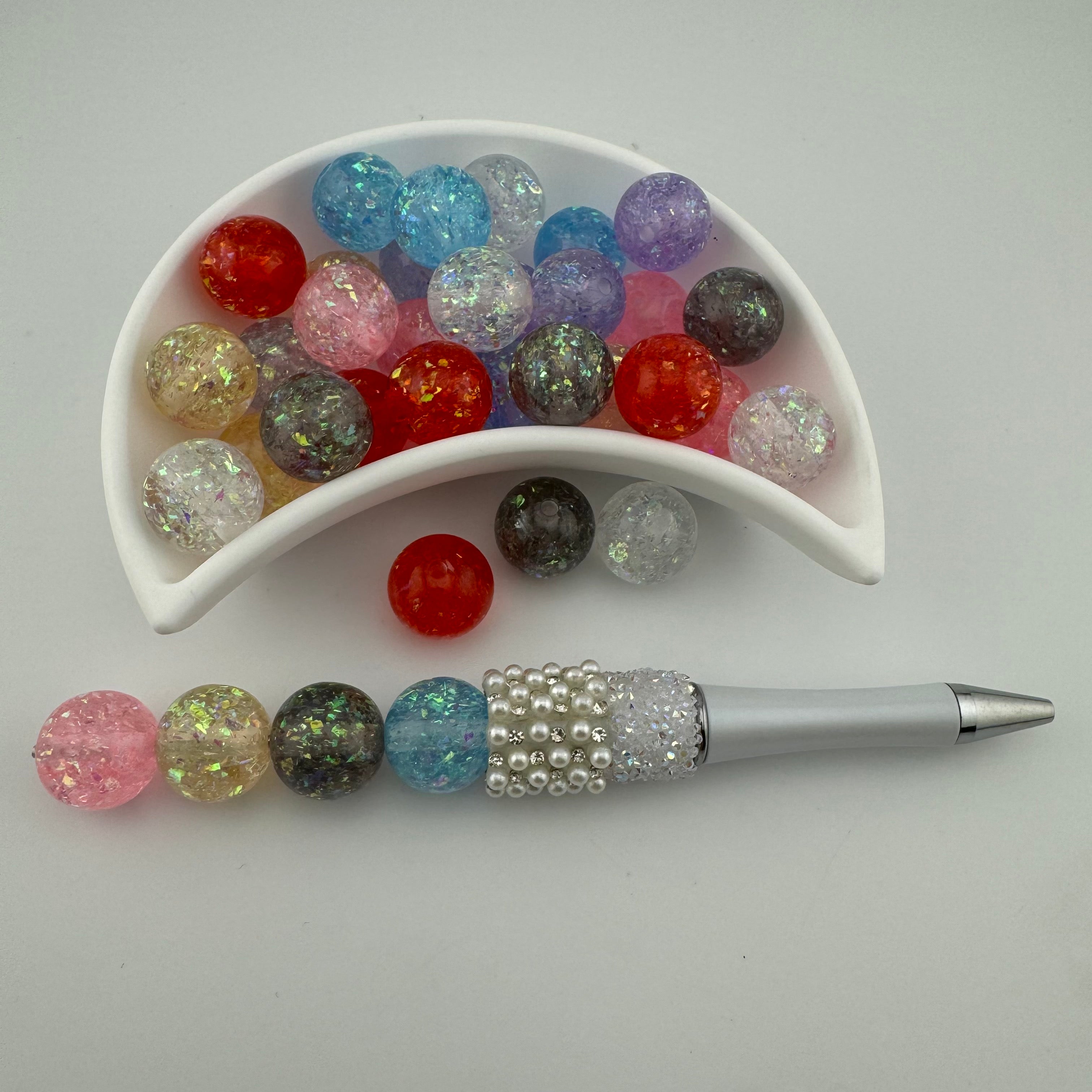 35 Pieces Mixed Color Platinum 16mm Size Resin Beads