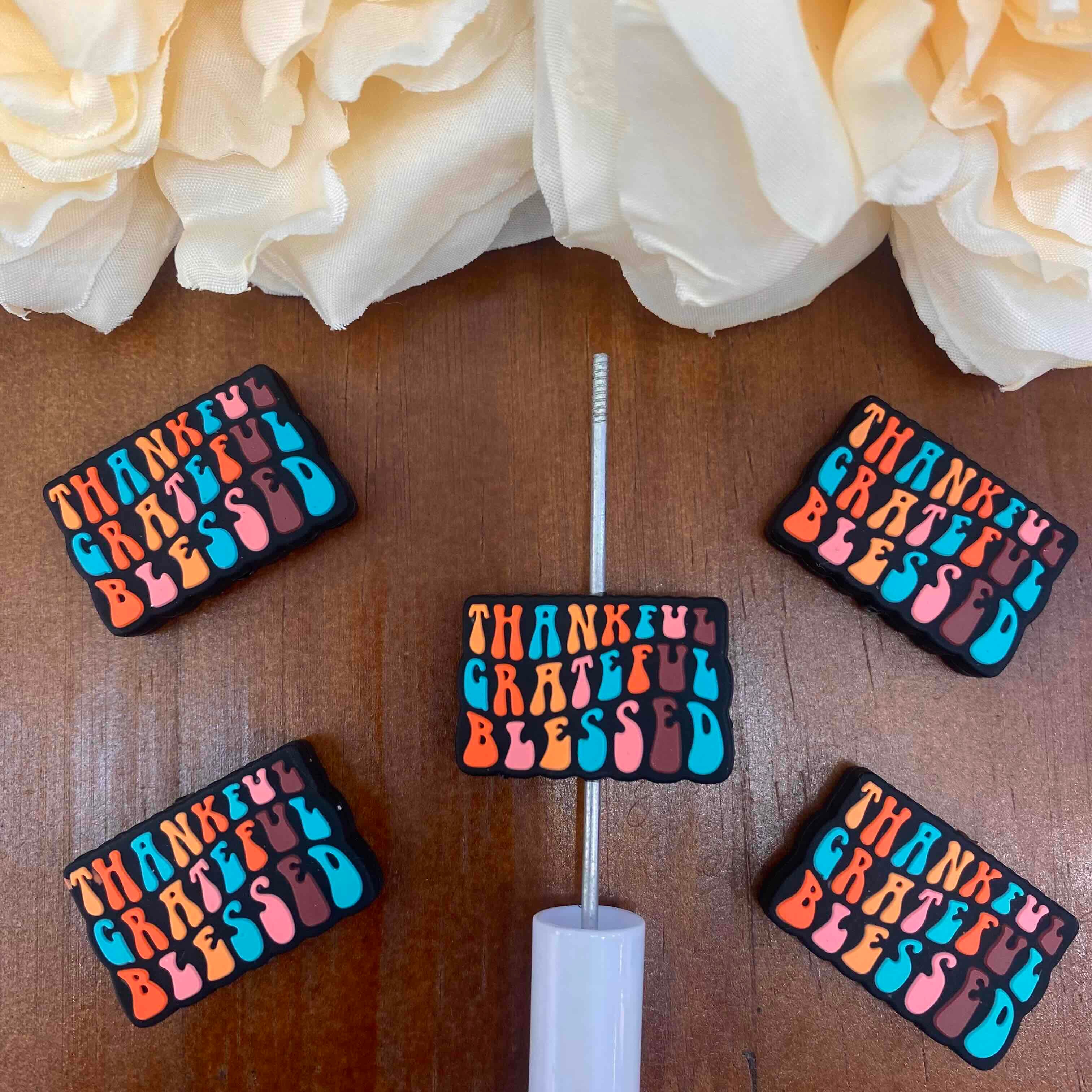 FS20354-Phrase Flat Silicone Focal Beads