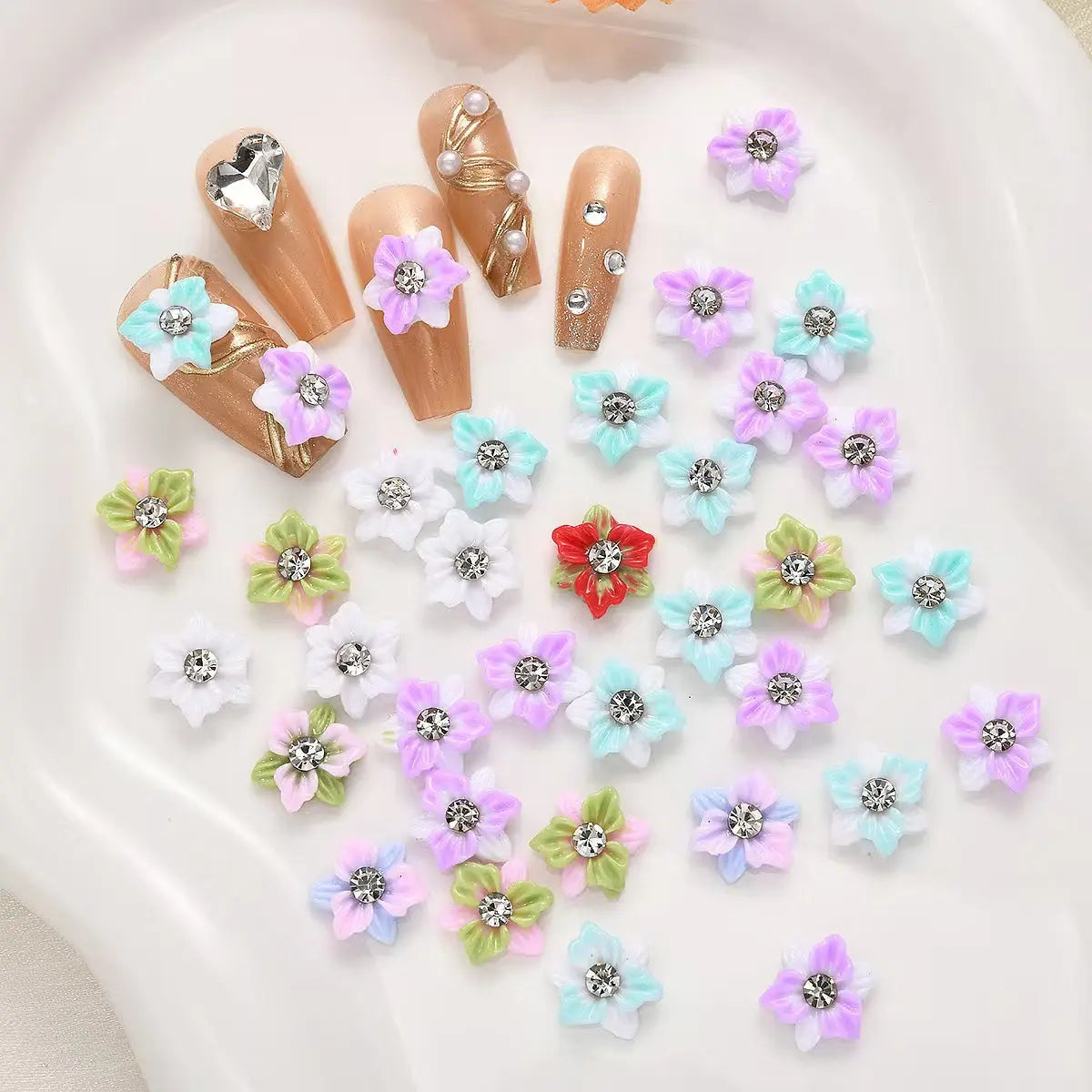 9Mm Two-Layer Three-Petal Diamond Drill Flower Nail Stickers For DIY project Zoe's DIY Shop