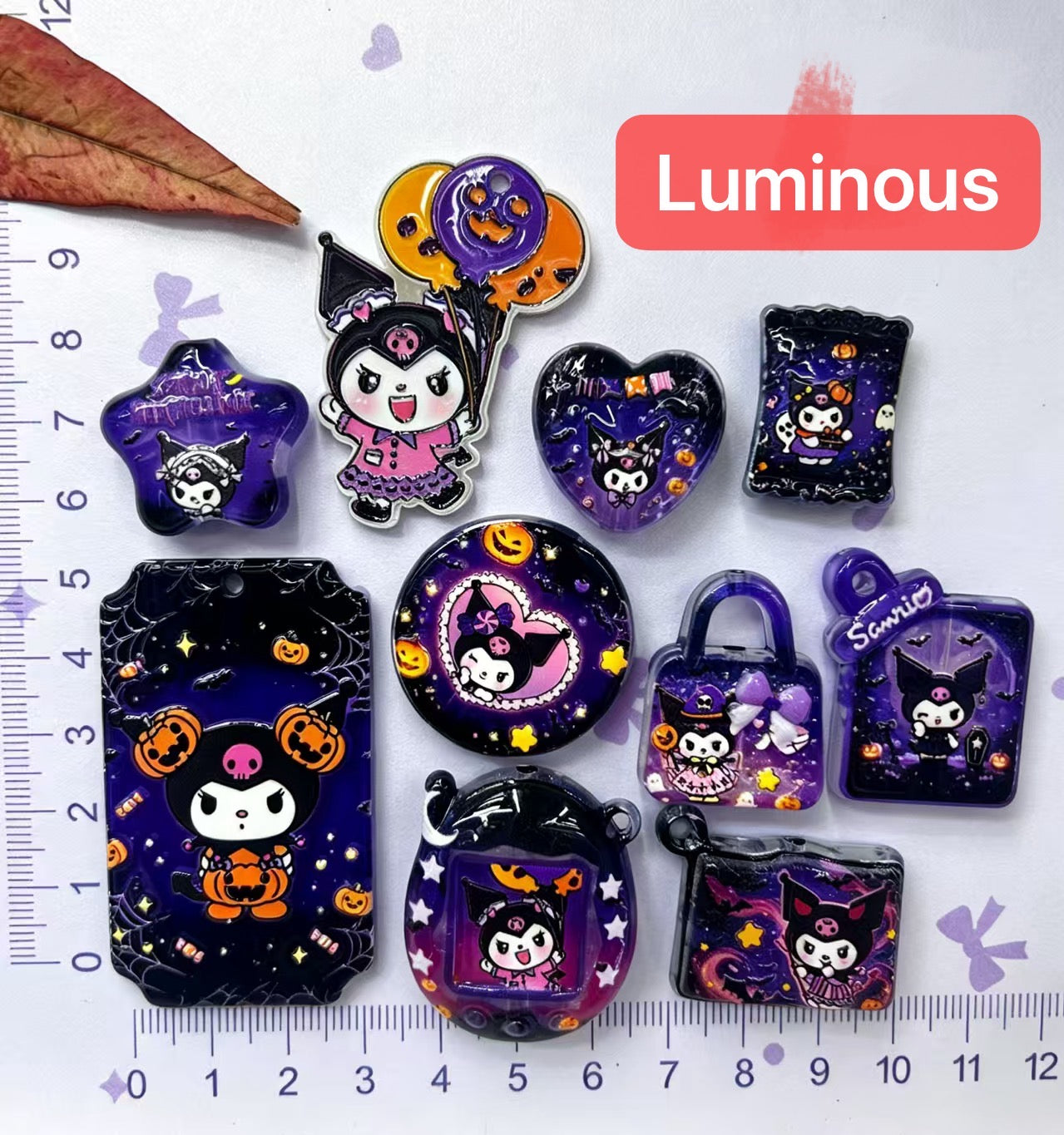 Halloween Purple-Black Cute Adorable Character Cartoon Luminous Beads and Pendants, Random Mix