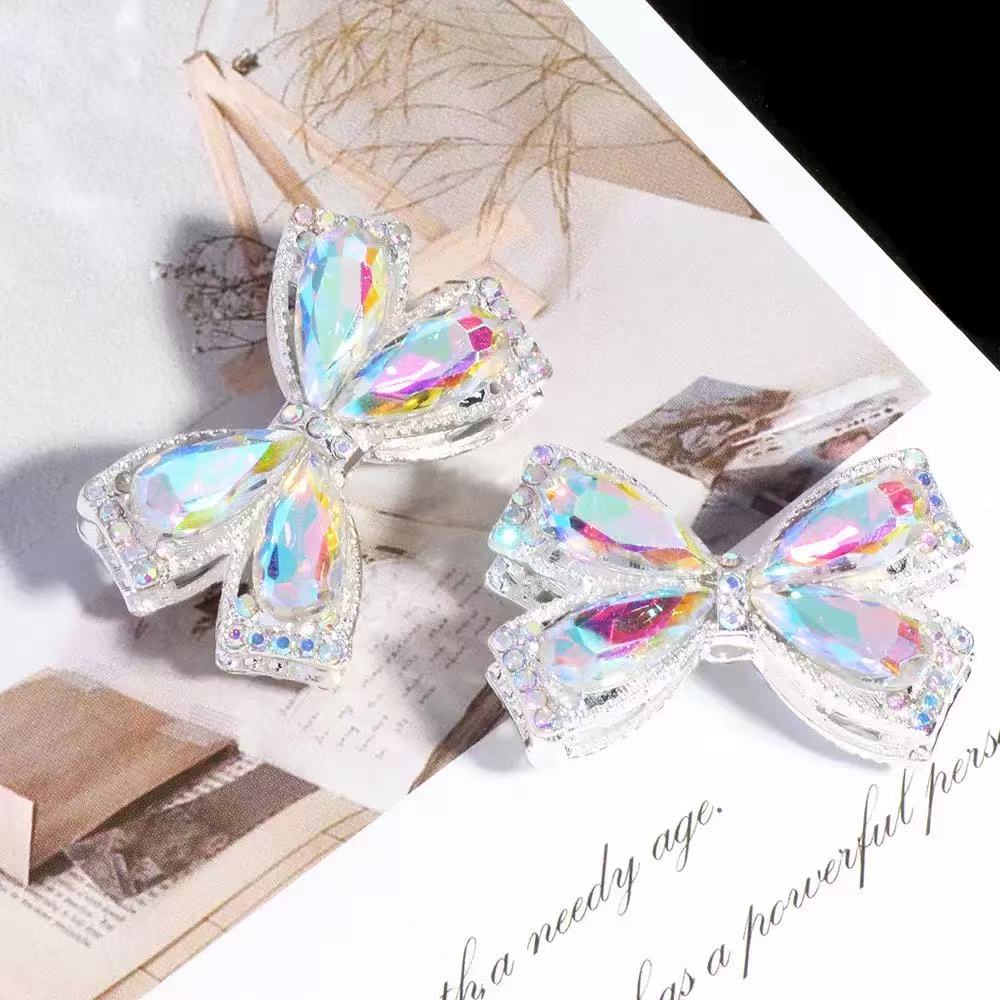 FS4850-About 27×34cm Crystal Glass Rhinestone Bow Metal Beads
