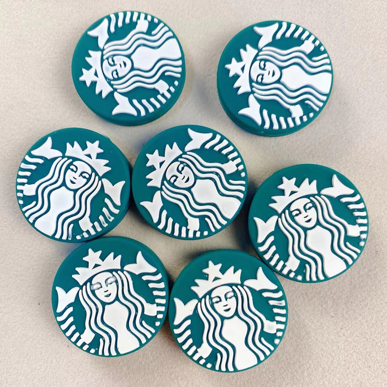 10 Pieces Green Star  Bucks Circle Silicone Beads