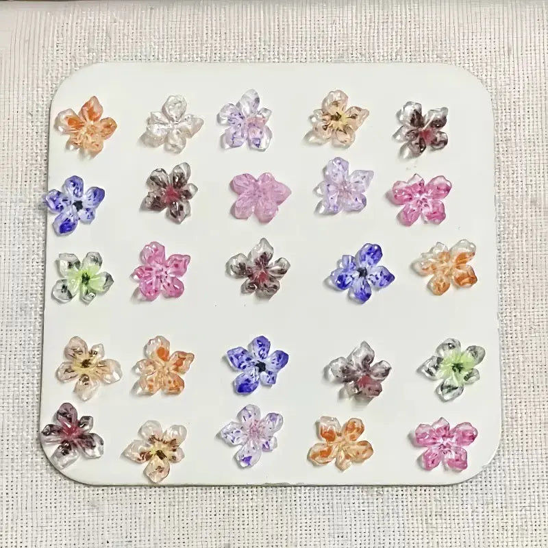 FS6517-9mm Transparent Printing Sakura Resin Nail Charms Nail Charms Floral Nail Art Charms Luminous Flower Charms for Nails Design Floral Charm Resin Flowers Manicure Decorations Blossom Petals For DIY Project - Zoe DIY Wholesale