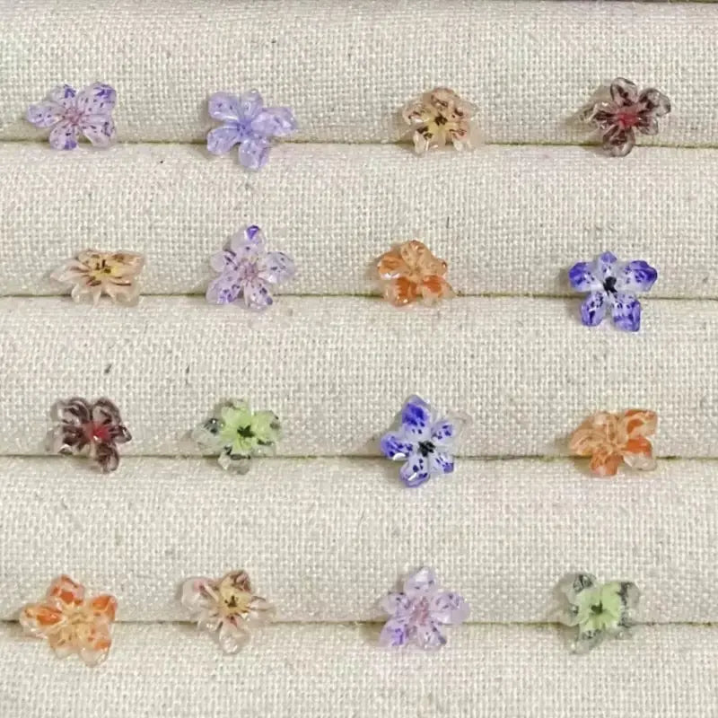 FS6517-9mm Transparent Printing Sakura Resin Nail Charms Nail Charms Floral Nail Art Charms Luminous Flower Charms for Nails Design Floral Charm Resin Flowers Manicure Decorations Blossom Petals For DIY Project - Zoe DIY Wholesale