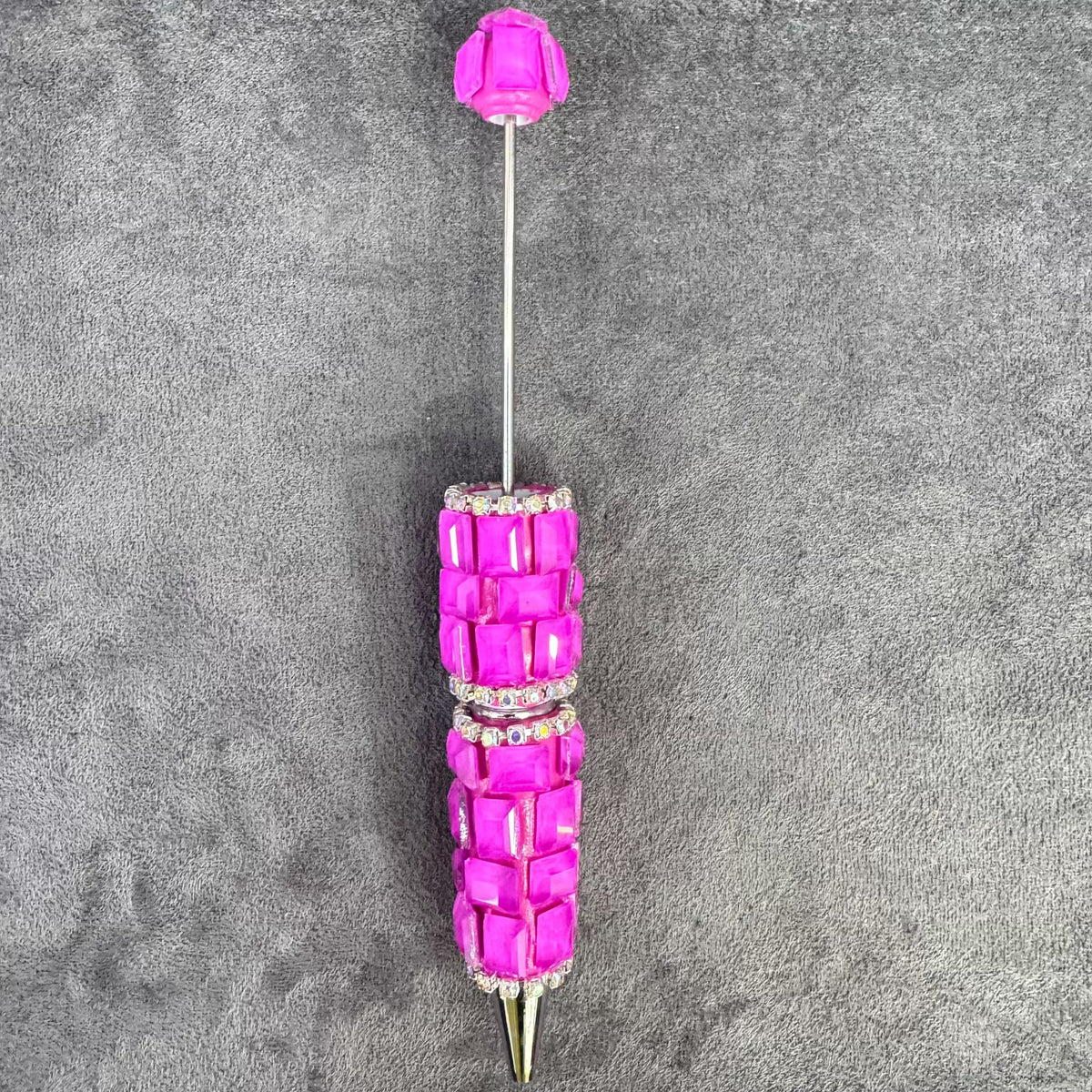 Beadable Pens with Multifaceted Square Crystal, Various Colors