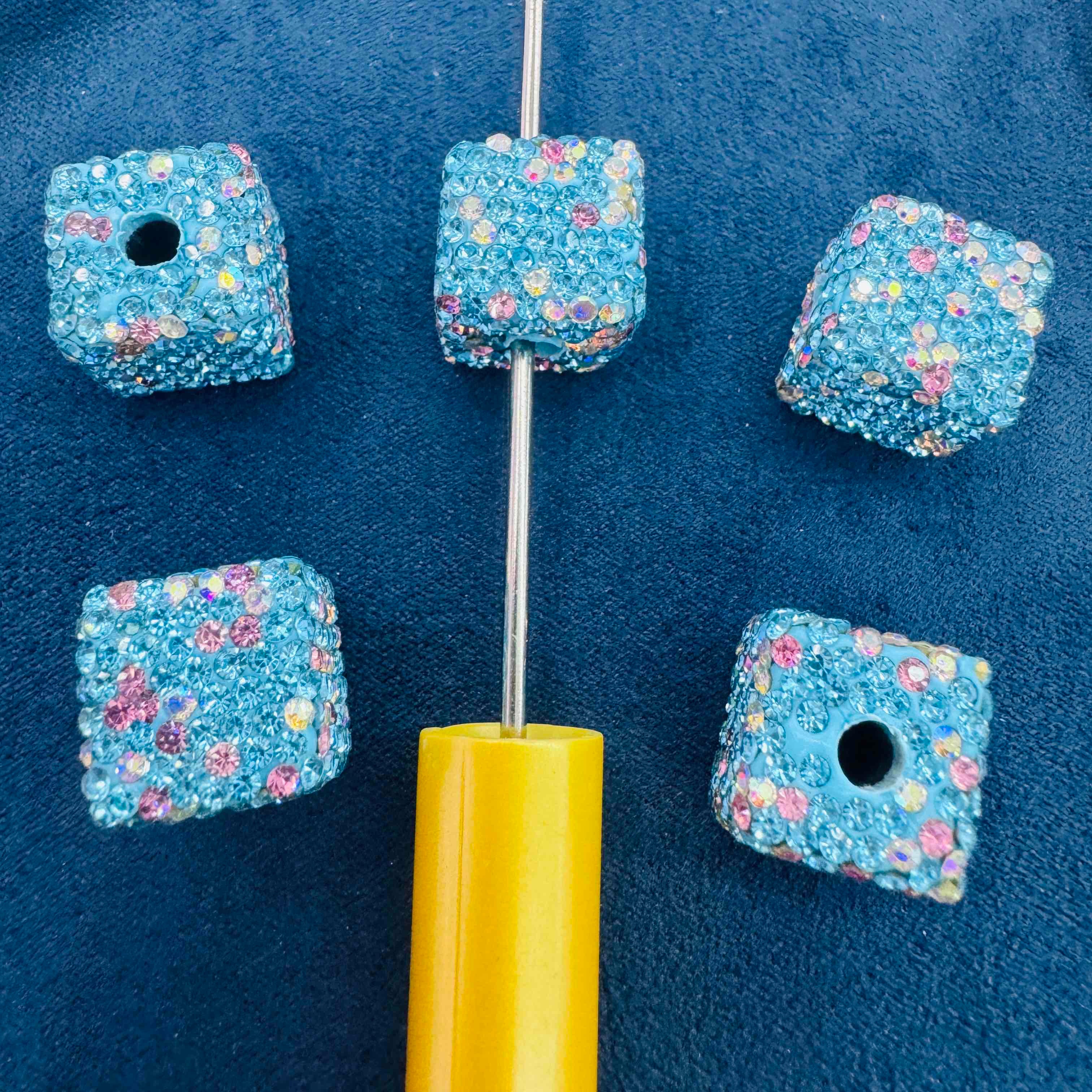 FS20232-16mm AB Color Rhinestone Clay Cube Beads