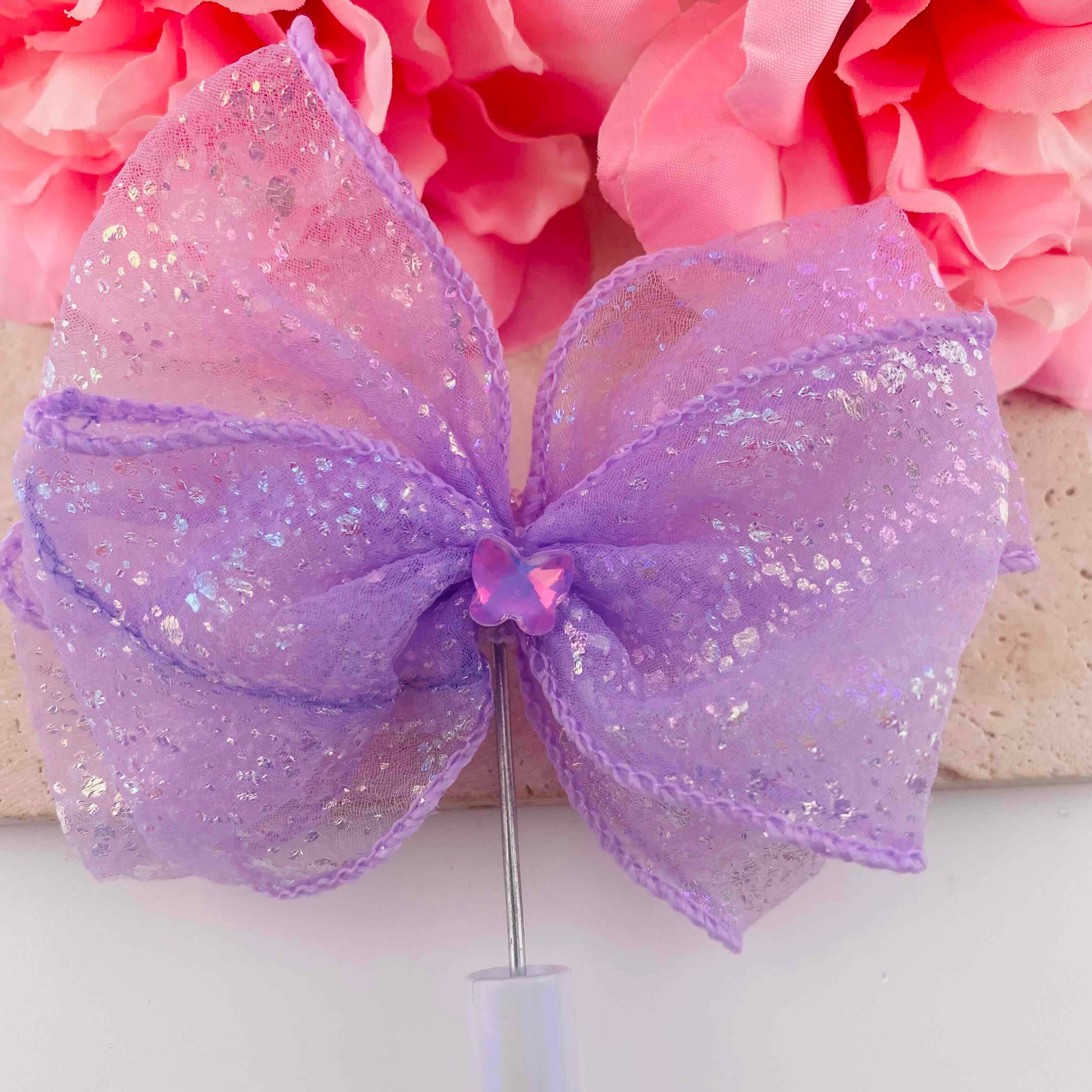 FS19813-About 18*19mm Glitter Tulle Bow Fancy Beads