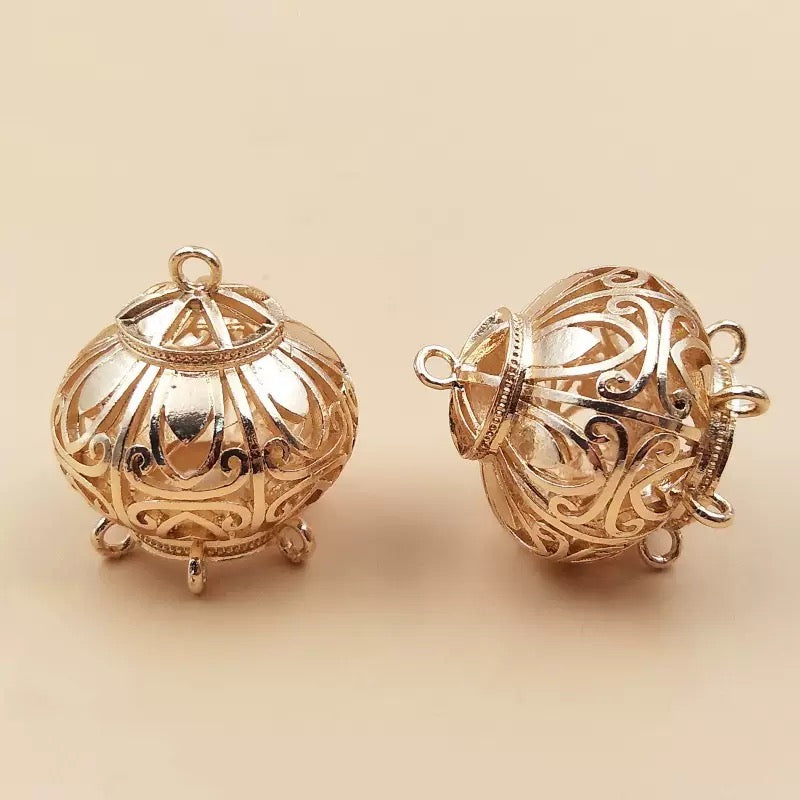 KC Gold  Hollow Cage Beaded Charm Pendant for DIY Jewelry