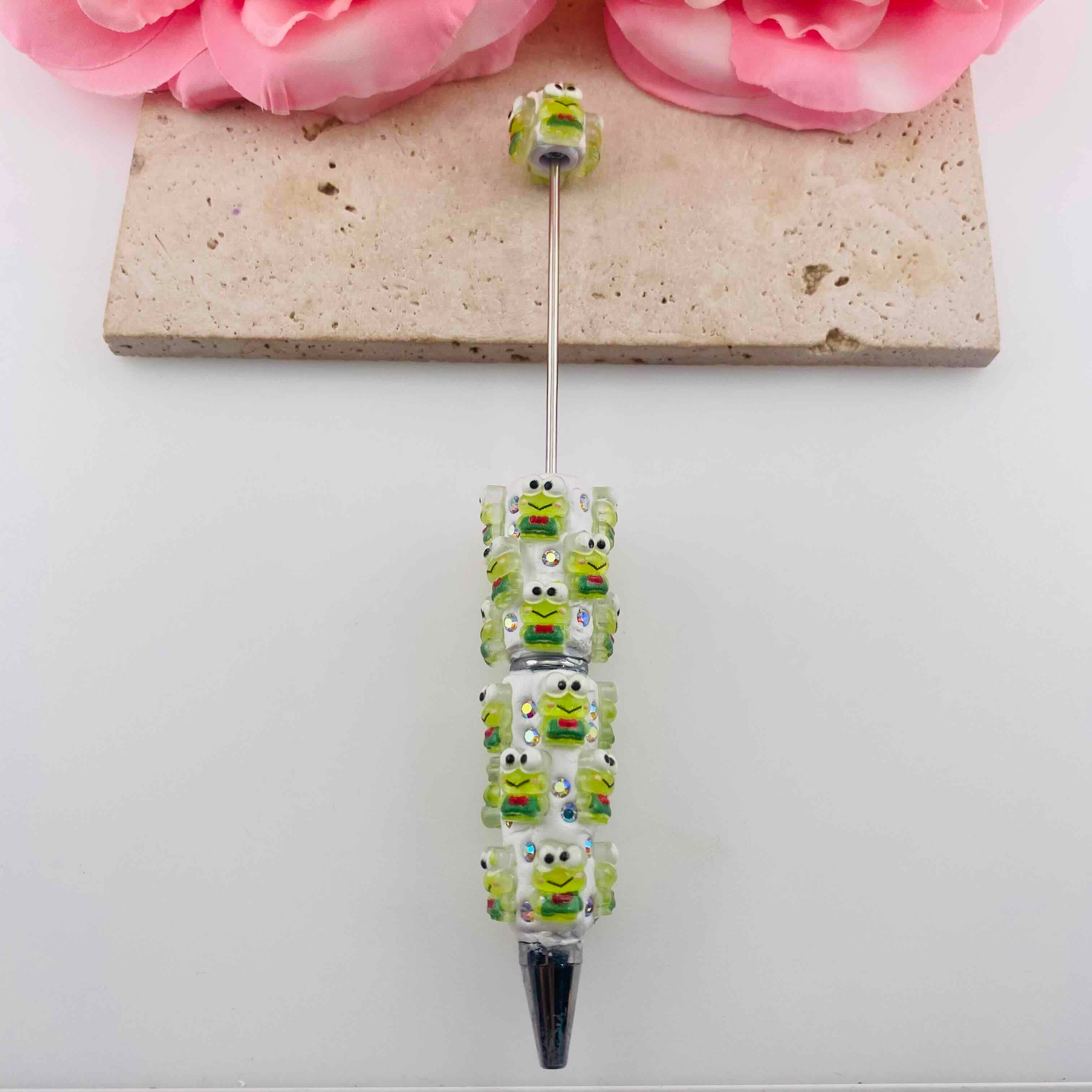 FS19847-Gree Frog Clay Beaded Pens