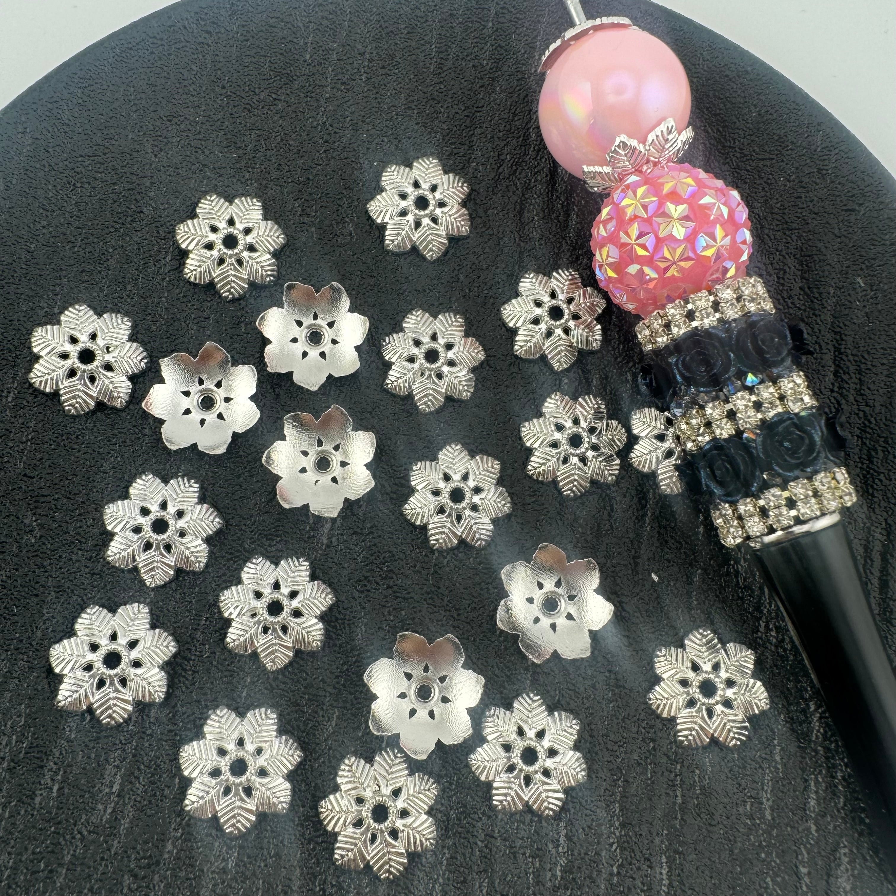 FS1325-15MM Sliver Flower Spacer Fit For Beadable Pens