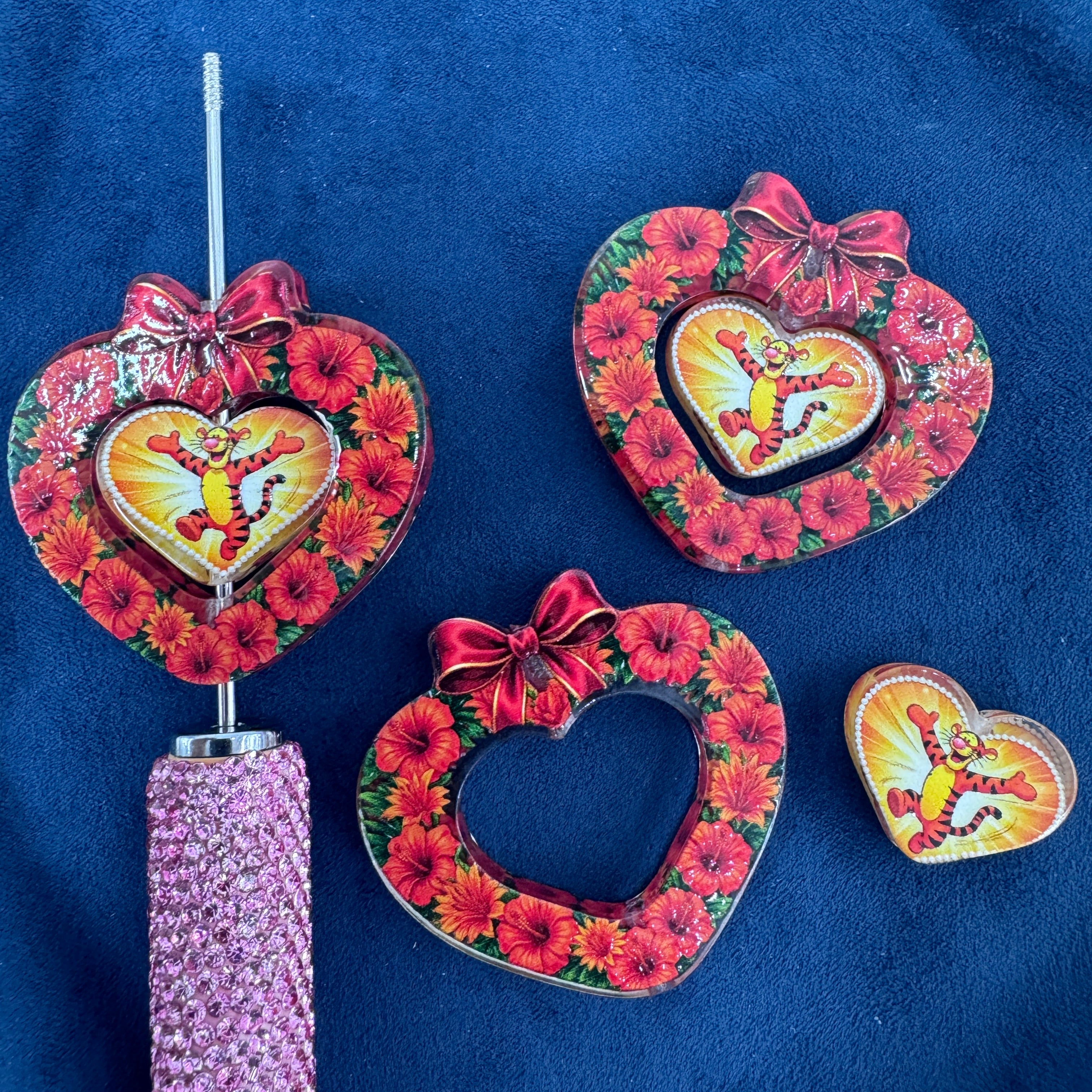 Tiger Heart Printed Acrylic Beads Sets For Beadable Pens Keychain Making