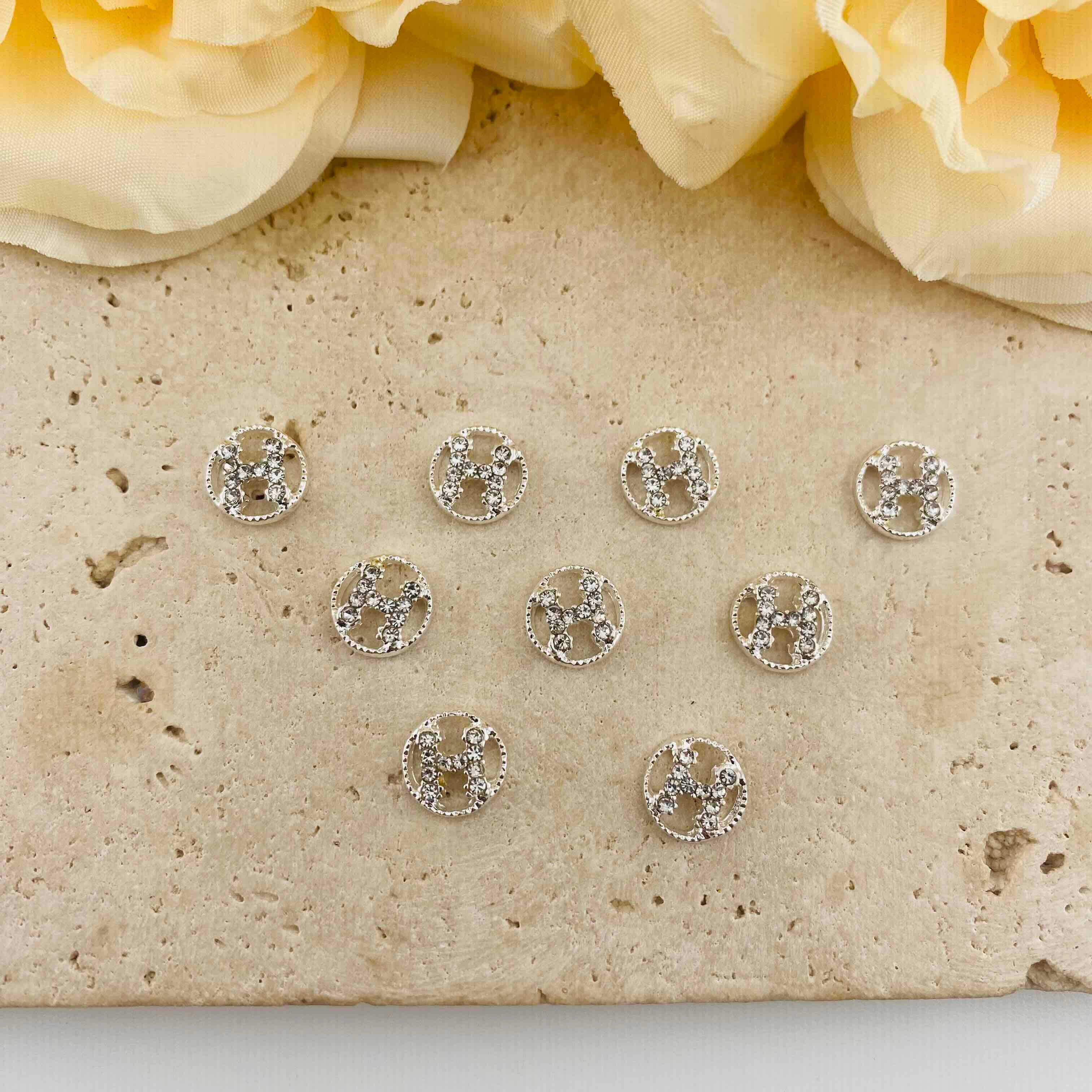 FS54699-9.8mmH Rhinestone Metal Nail Charms