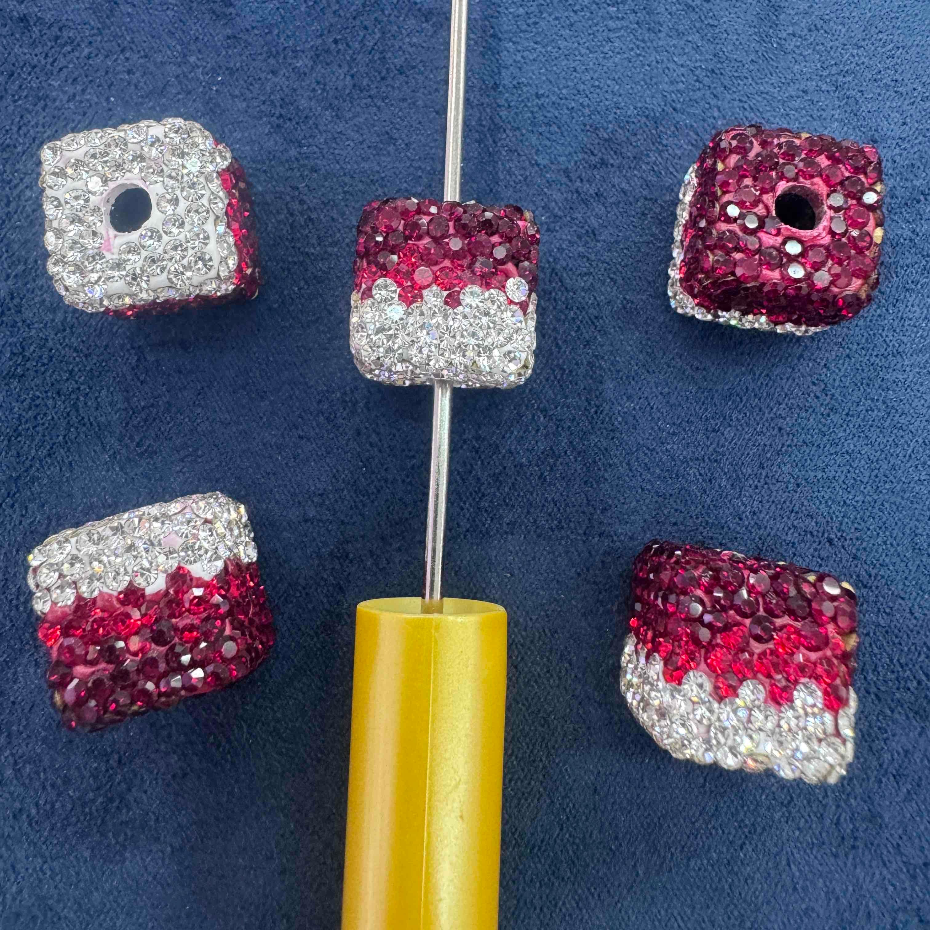 FS20230-16mm  Gradient color Rhinestone Clay Cube Beads