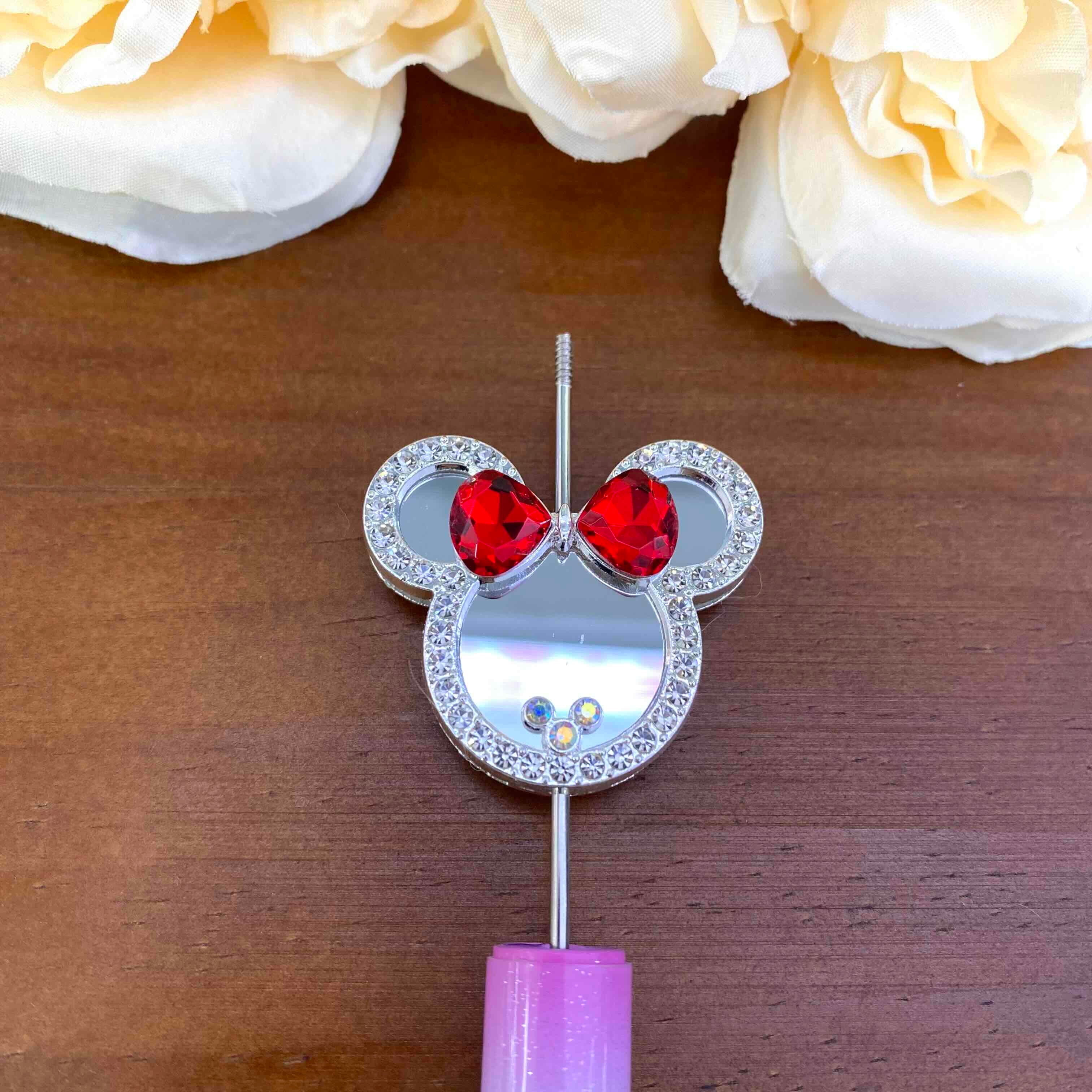 FS20638-Rhinestone Mickey Head Mirror Metal Beads