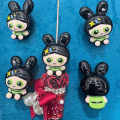 3D The Powerpuff Girls Acrylic Beads For Beadable Pens Keychain Jewelry Making