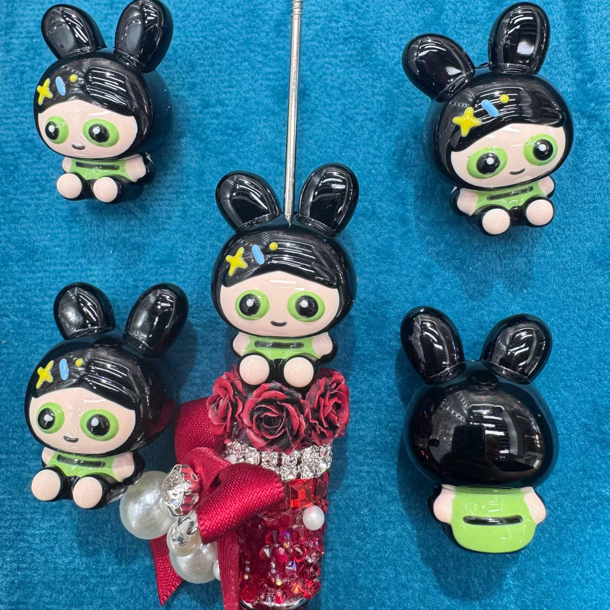 3D The Powerpuff Girls Acrylic Beads For Beadable Pens Keychain Jewelry Making