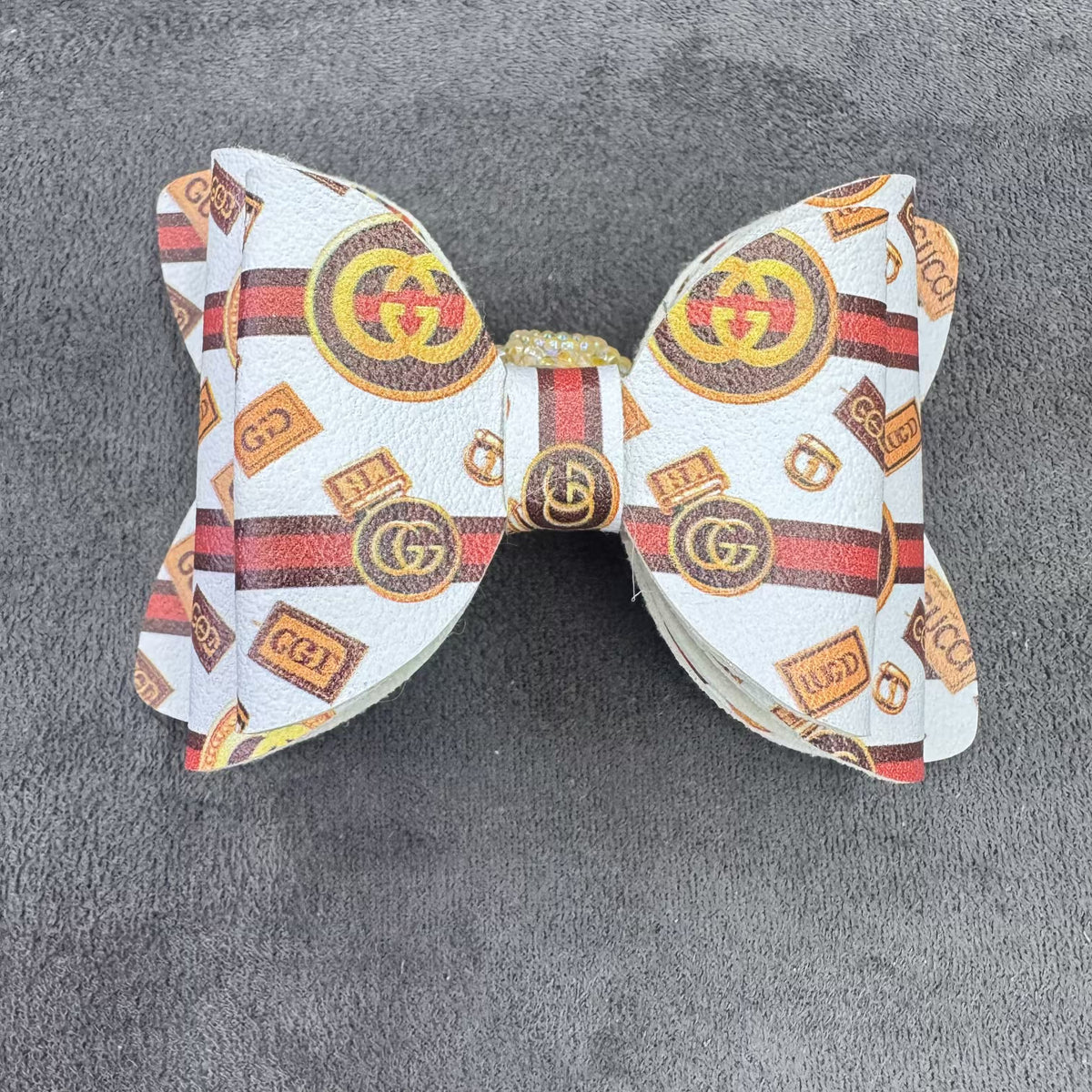 GG Printed Leather Bow  Sugar Beads For Jelwery Making