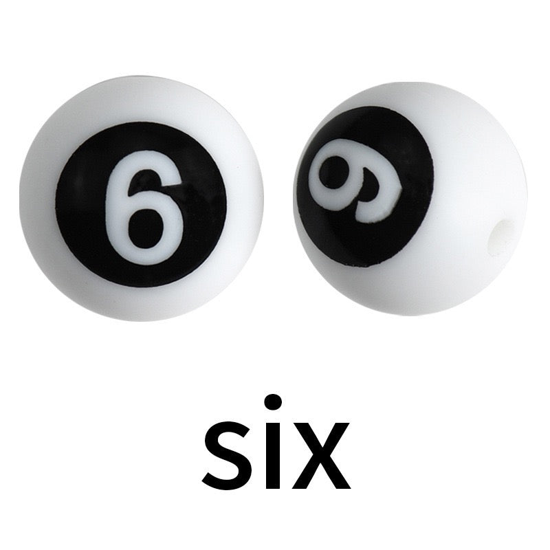 FS3062-15mm Numbers Printed Silicone Beads