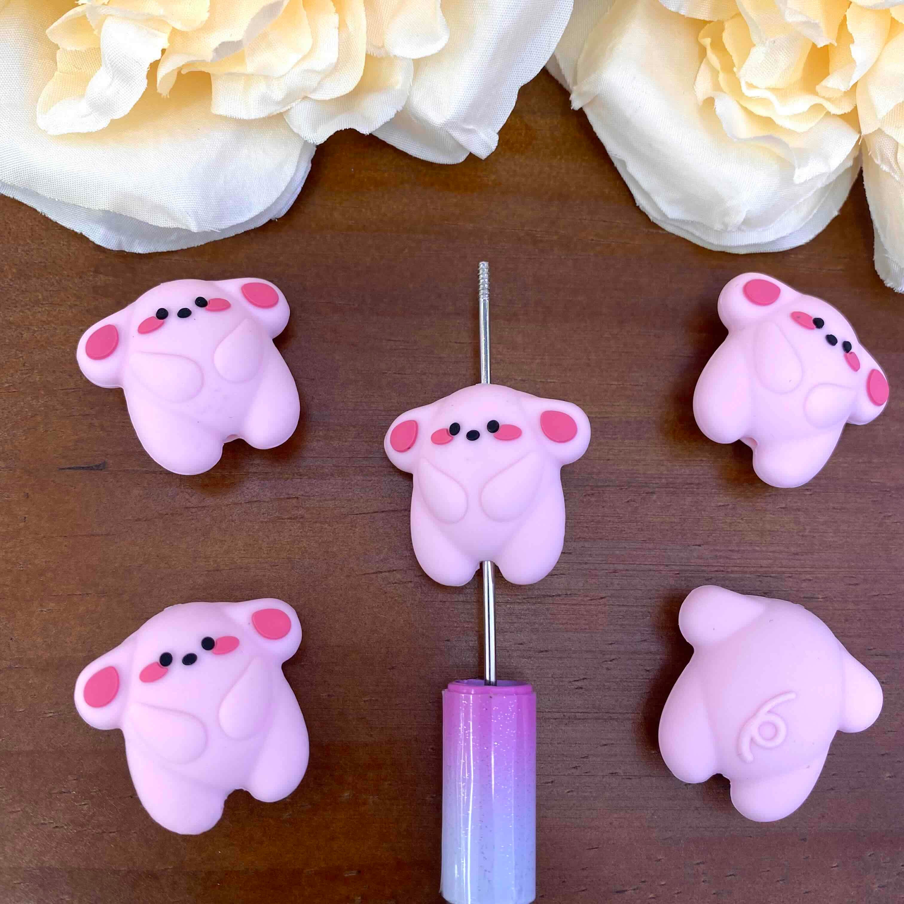 FS20579-3D Blush Puppy Silicone Focal Beads