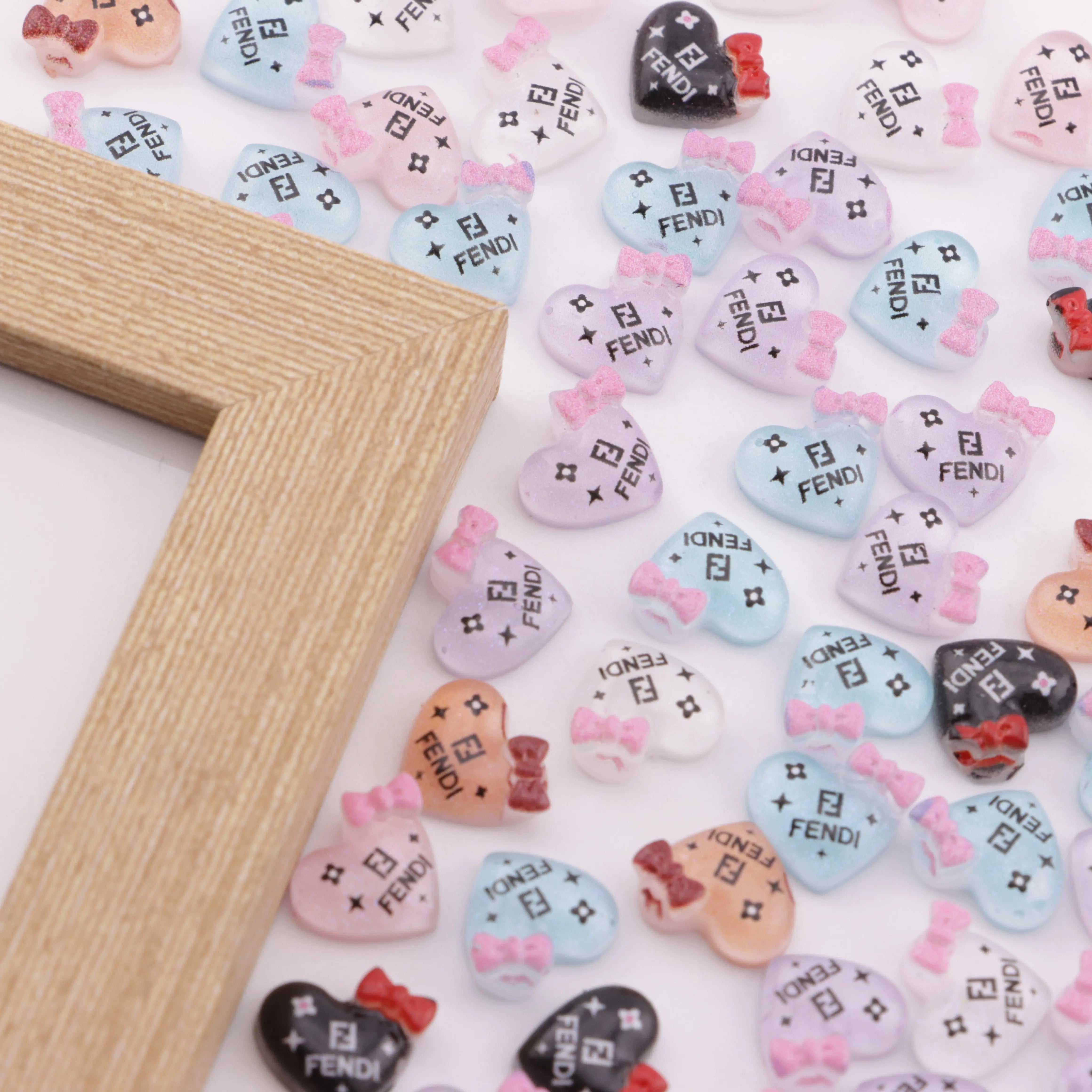 ABOUT 11×10MM BOWS HEART FENDI NAIL CHARMS Zoe's DIY Shop