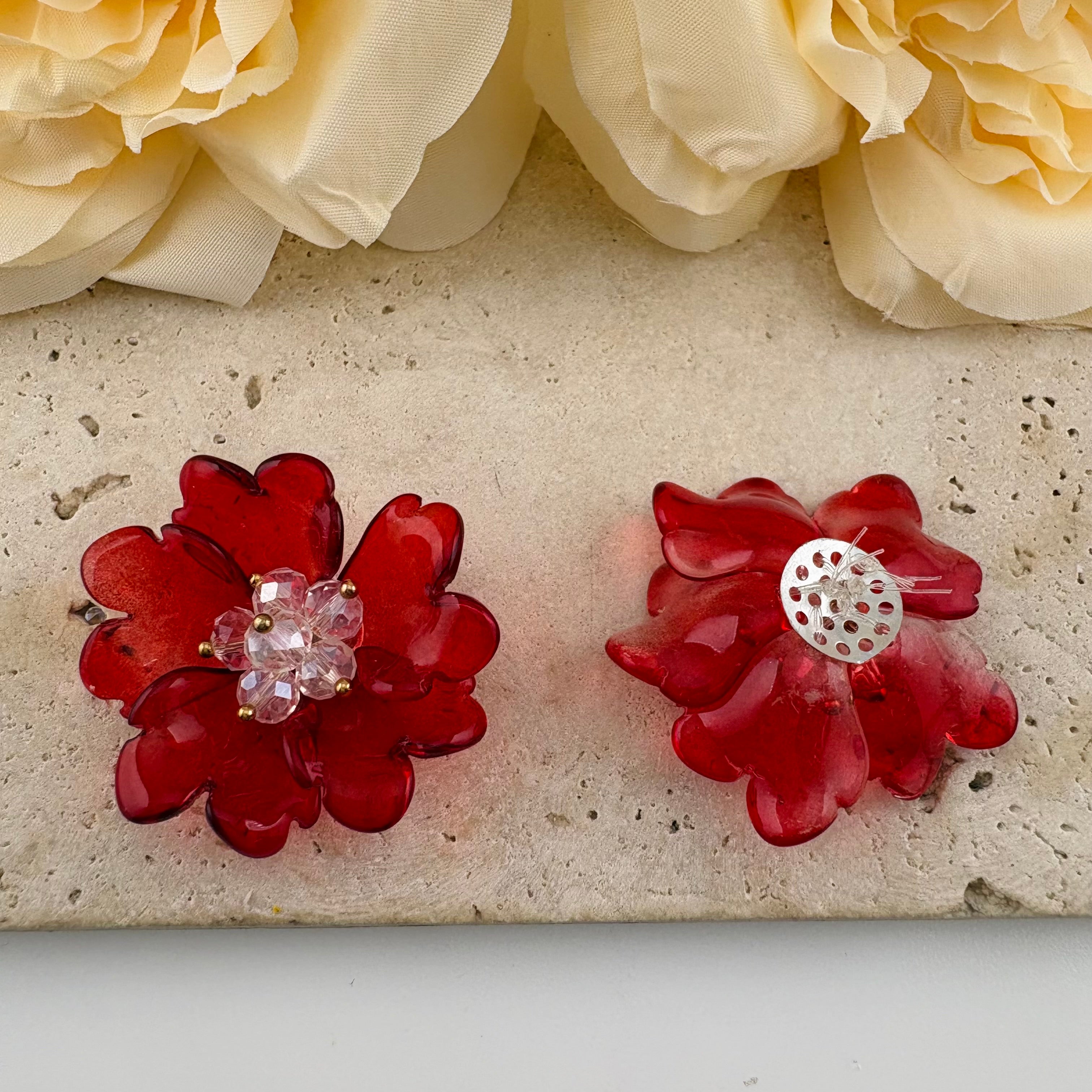 FS6928-About 36mm Glass Flower Patch For Making Fancy Beads