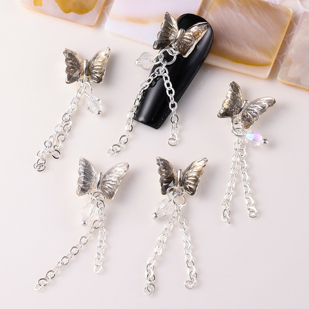 FS2732-1.2×4.2cm AB Color Butterfly Nail Charms For Making Fancy Beads Or Fancy Pen