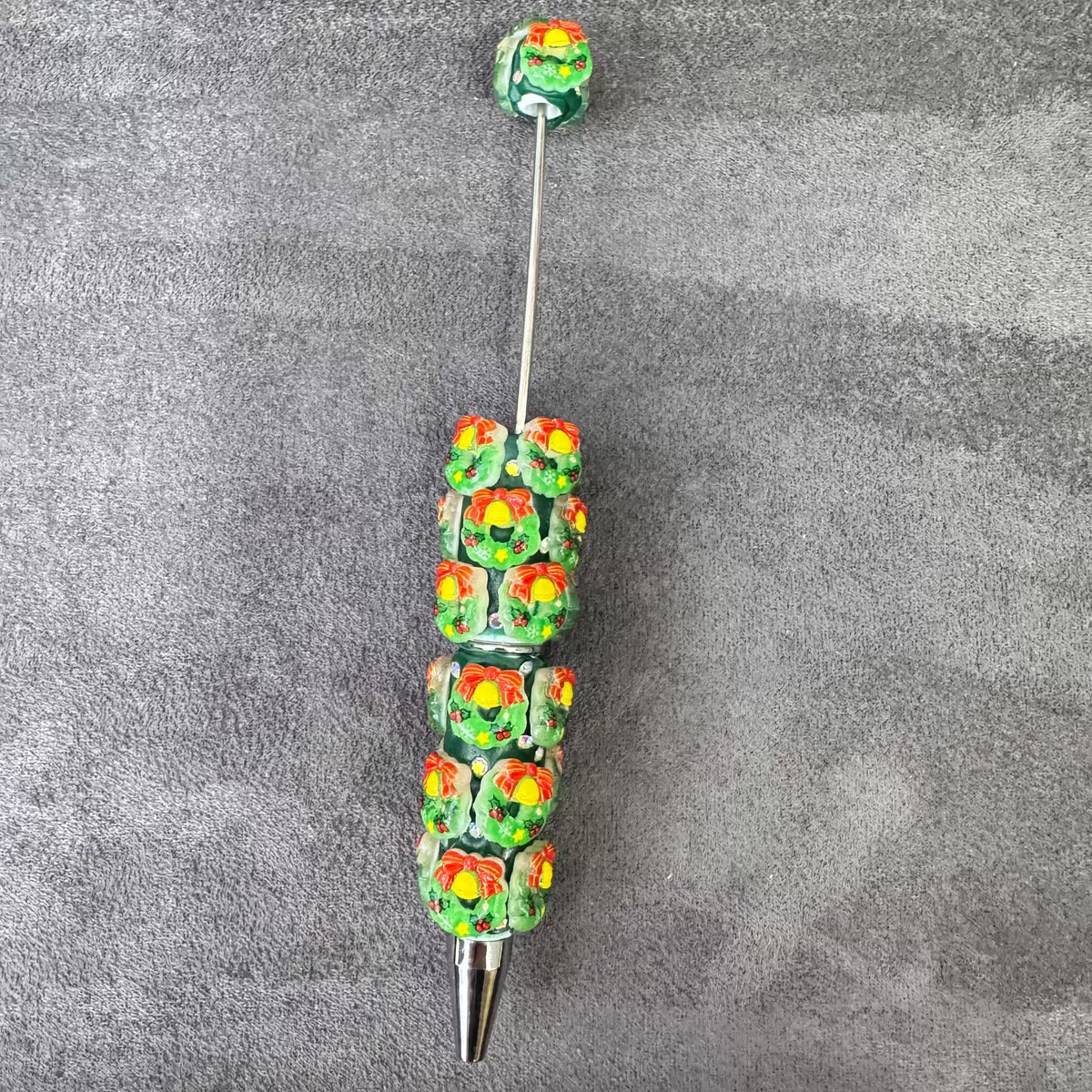 Gingerbread Man Santa Claus Tree and AB Rhinestones Beadable Clay Pens, Christmas Series,Red Clay Base