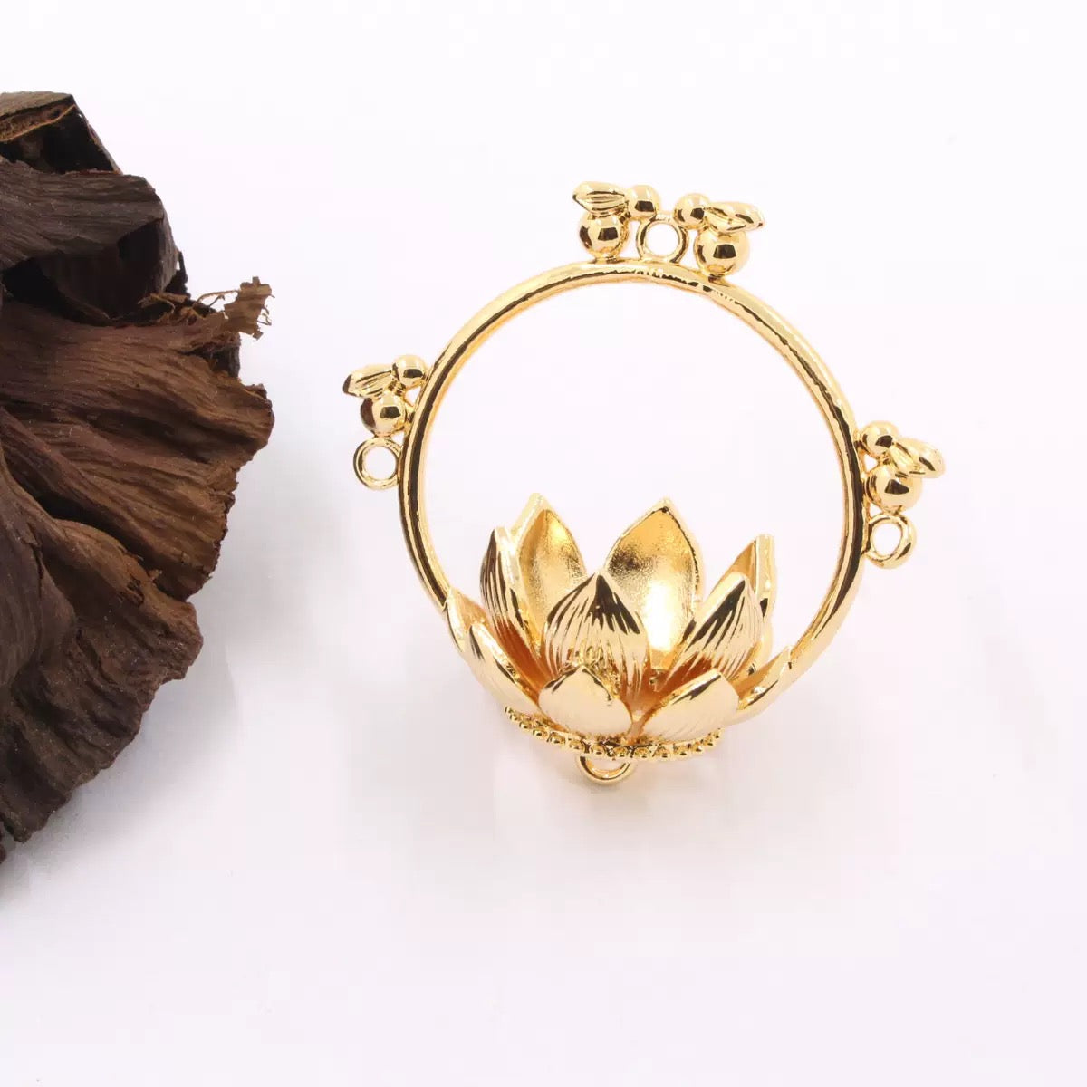 KC Gold  Hollow Cage Beaded Charm Pendant for DIY Jewelry