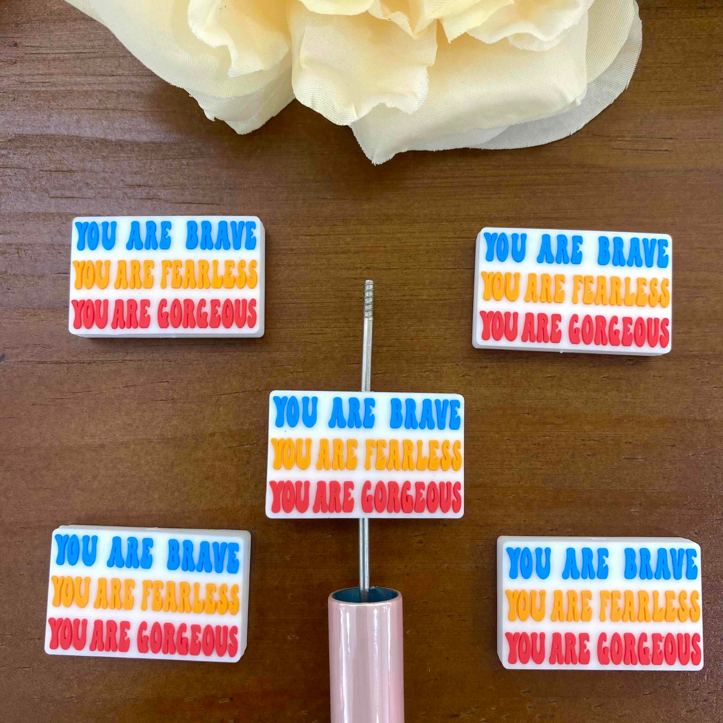 FS20129-Positive Affirmation Quote Flat Silicone Focal Beads