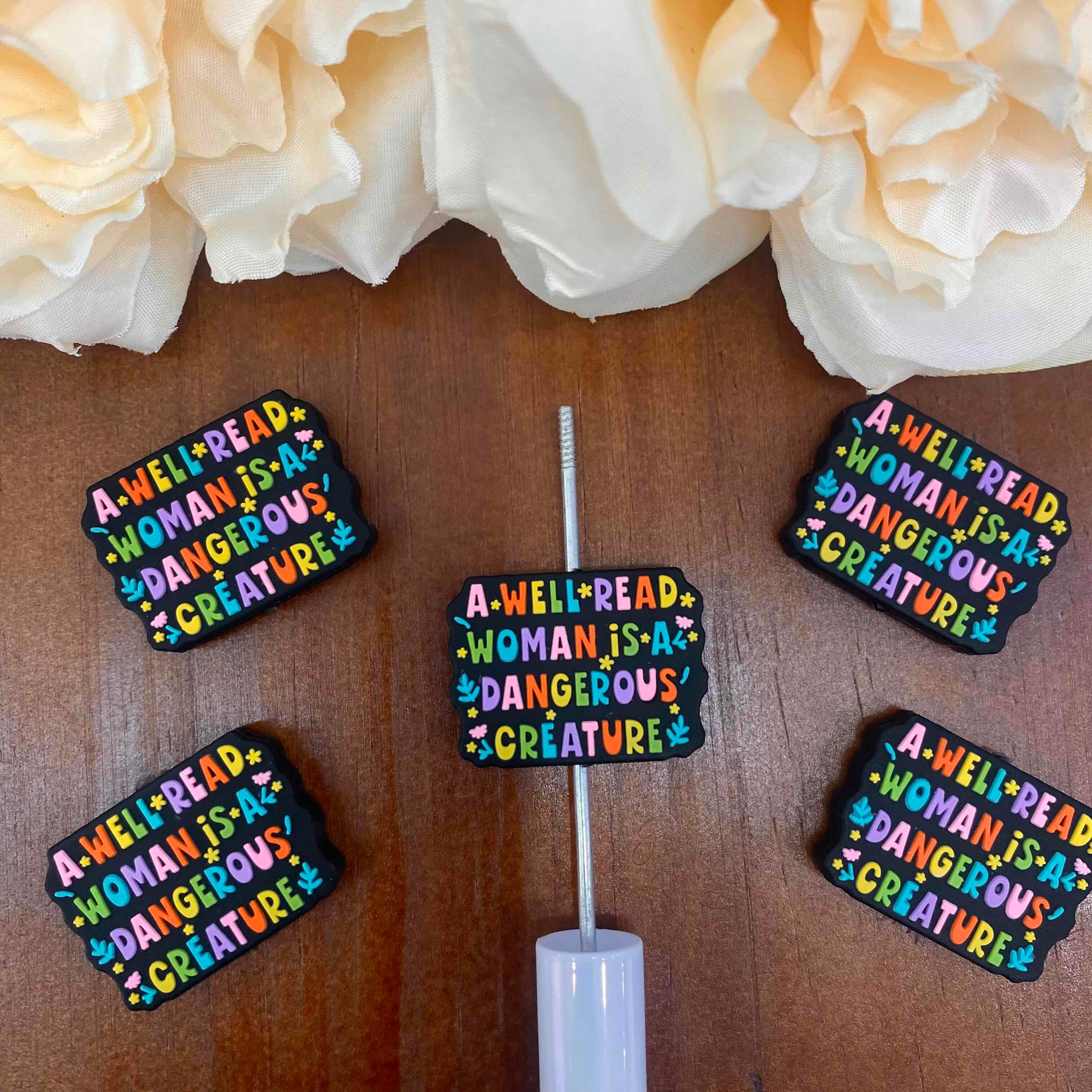 FS20348-Phrase Flat Silicone Focal Beads