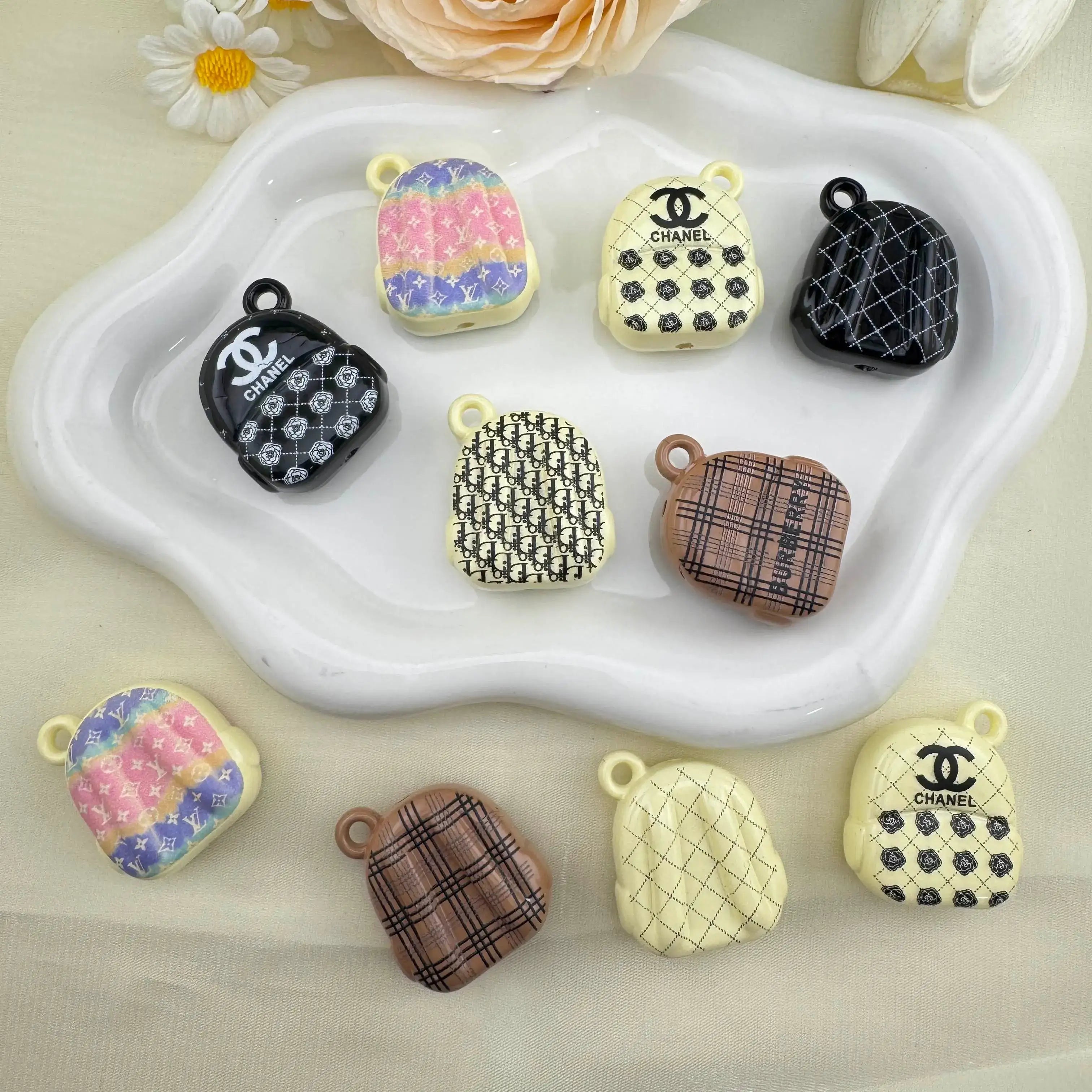 About 27×29mm Random Mixed 3D School Bag Acrylic Beads Fit For Beadable Pens Zoe DIY Wholesale