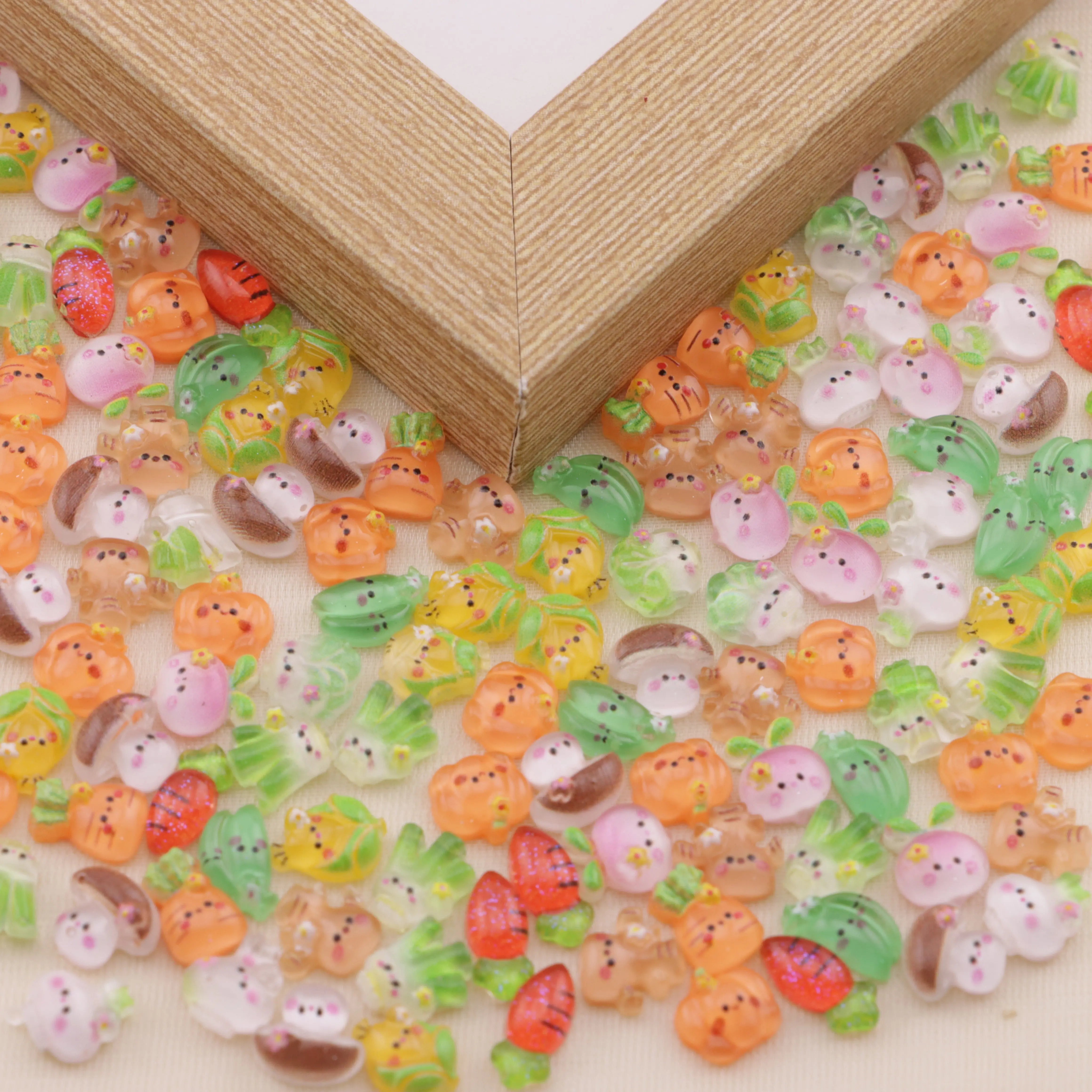 About 6×7mm Ice Transparent Vegetable Series Nail Stickers Zoe's DIY Shop