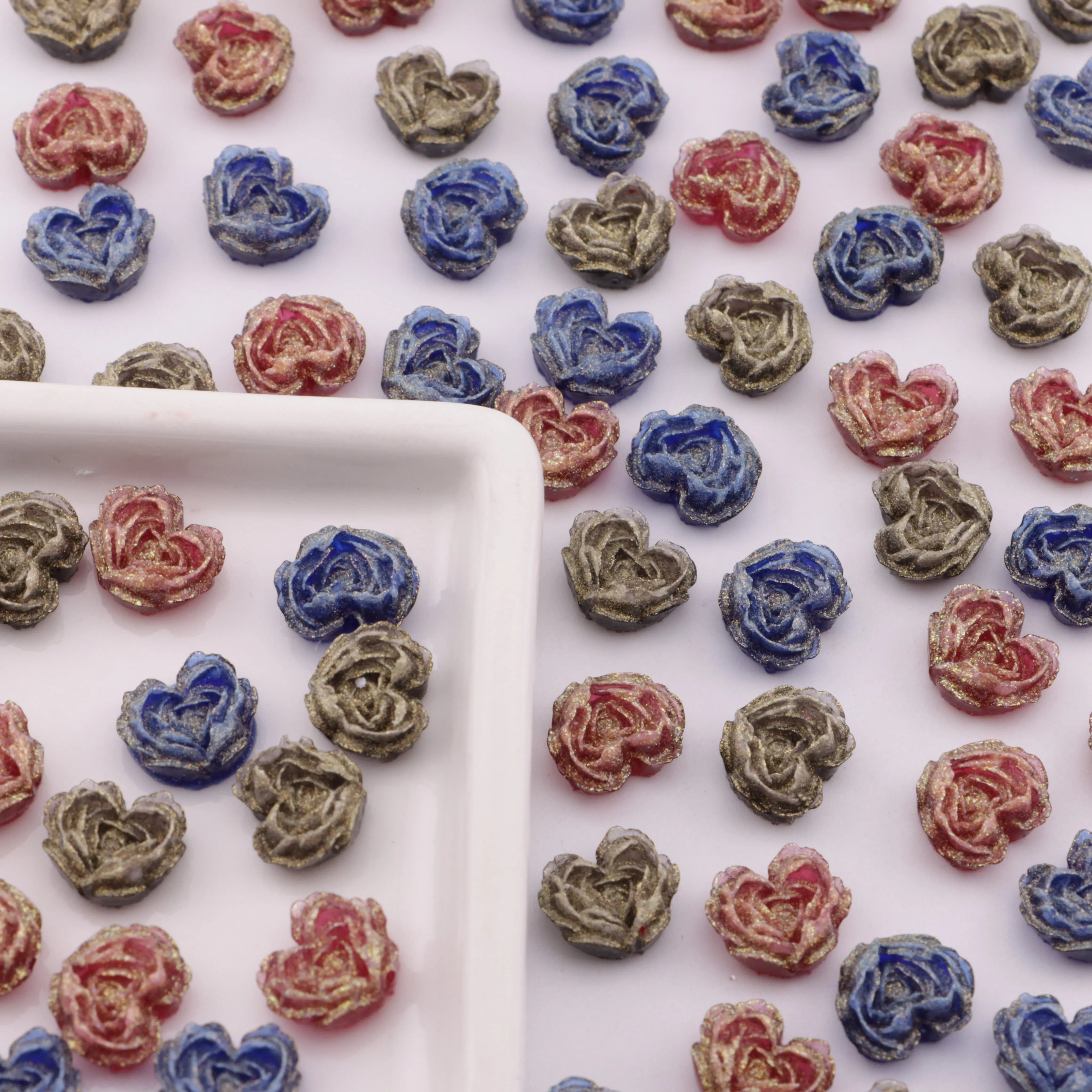 About 9×10mm Deep - Color Luminous Heart Soft Flower Charms For DIY project Zoe's DIY Shop