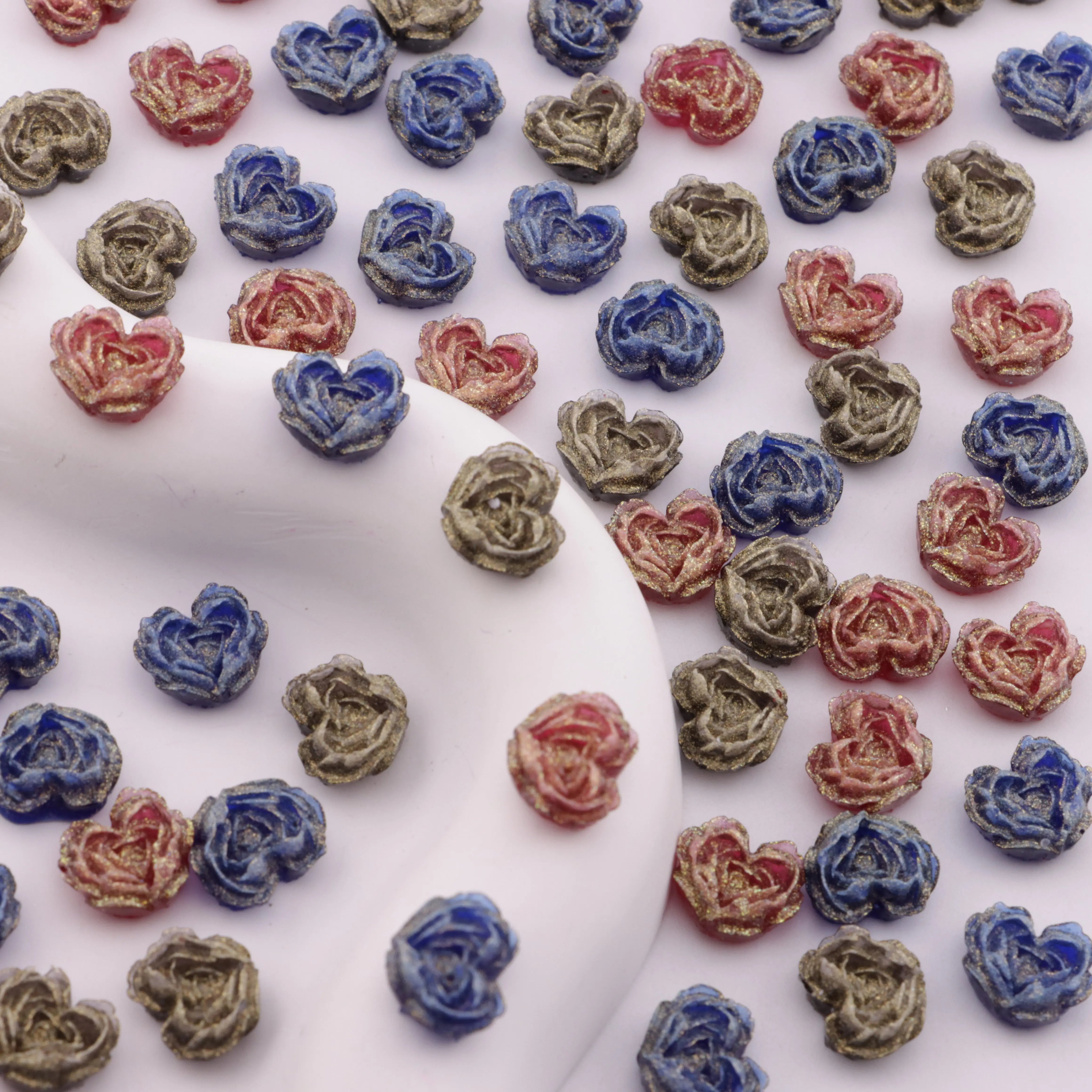 FS6351-About 9×10mm Deep - Color Luminous Heart Soft Flower Charms For DIY project - Zoe DIY Wholesale